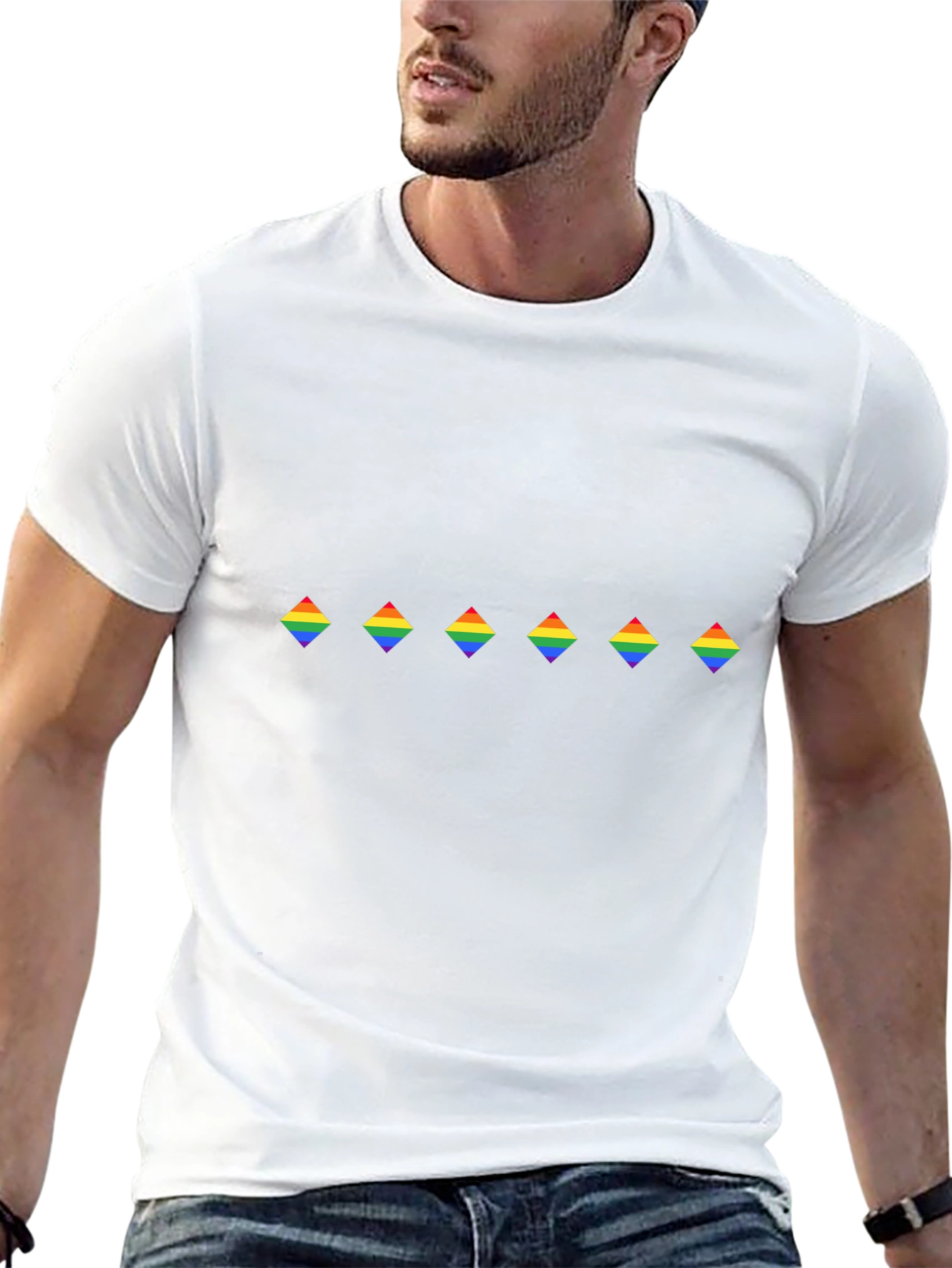 Rainbow Diamond Pattern Black Tee - Pride Apparel