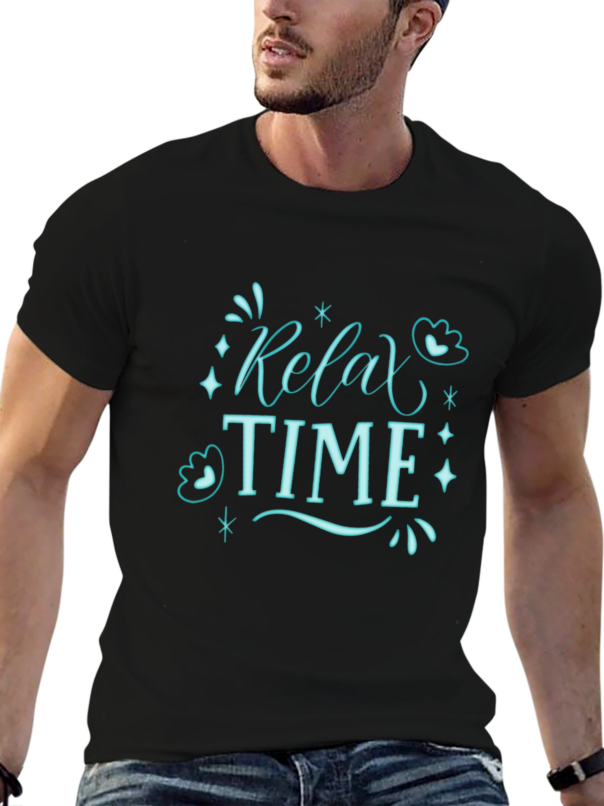 Relax Time Black Graphic Tee