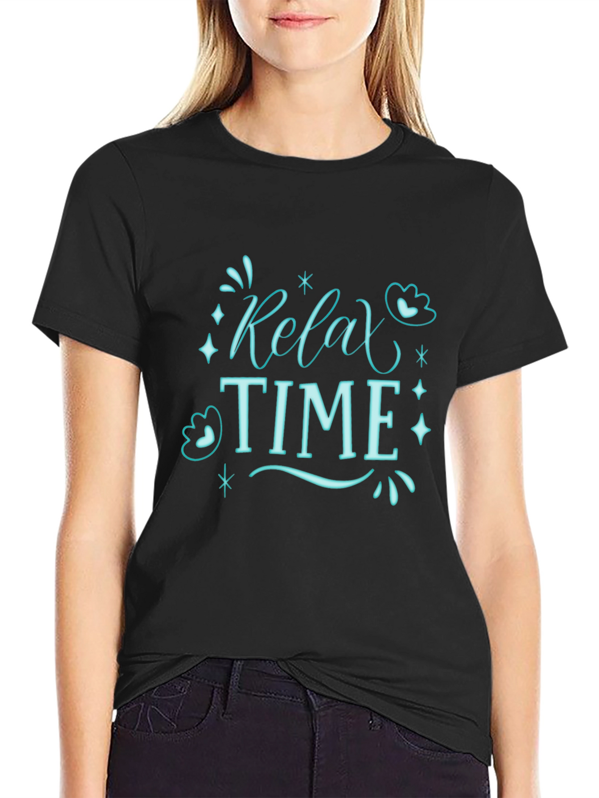 Relax Time Black Graphic Tee