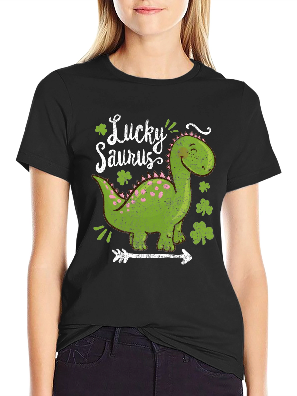 Lucky Saurus T-Shirt - St. Patricks Day Dinosaur Tee