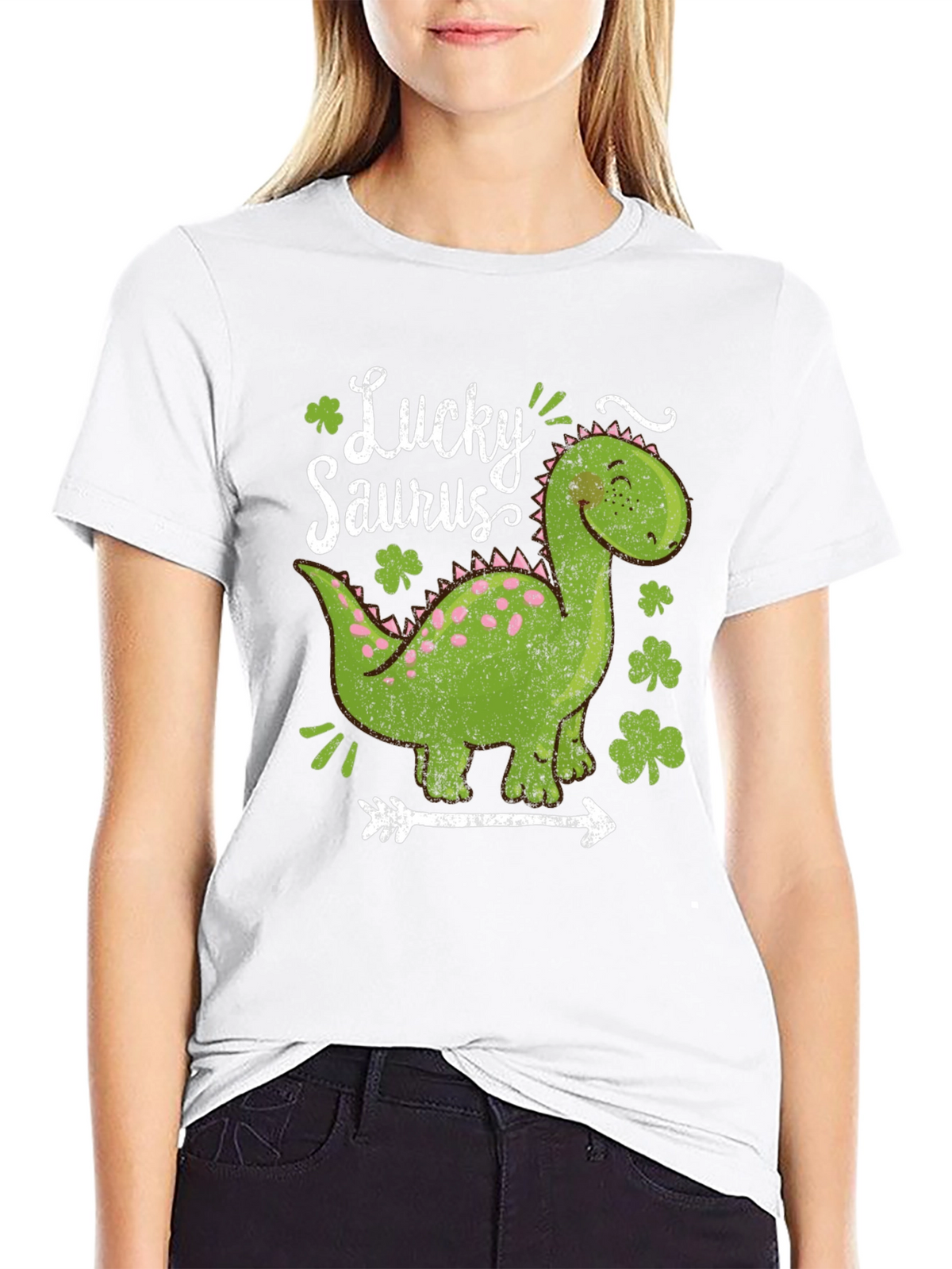 Lucky Saurus T-Shirt - St. Patricks Day Dinosaur Tee
