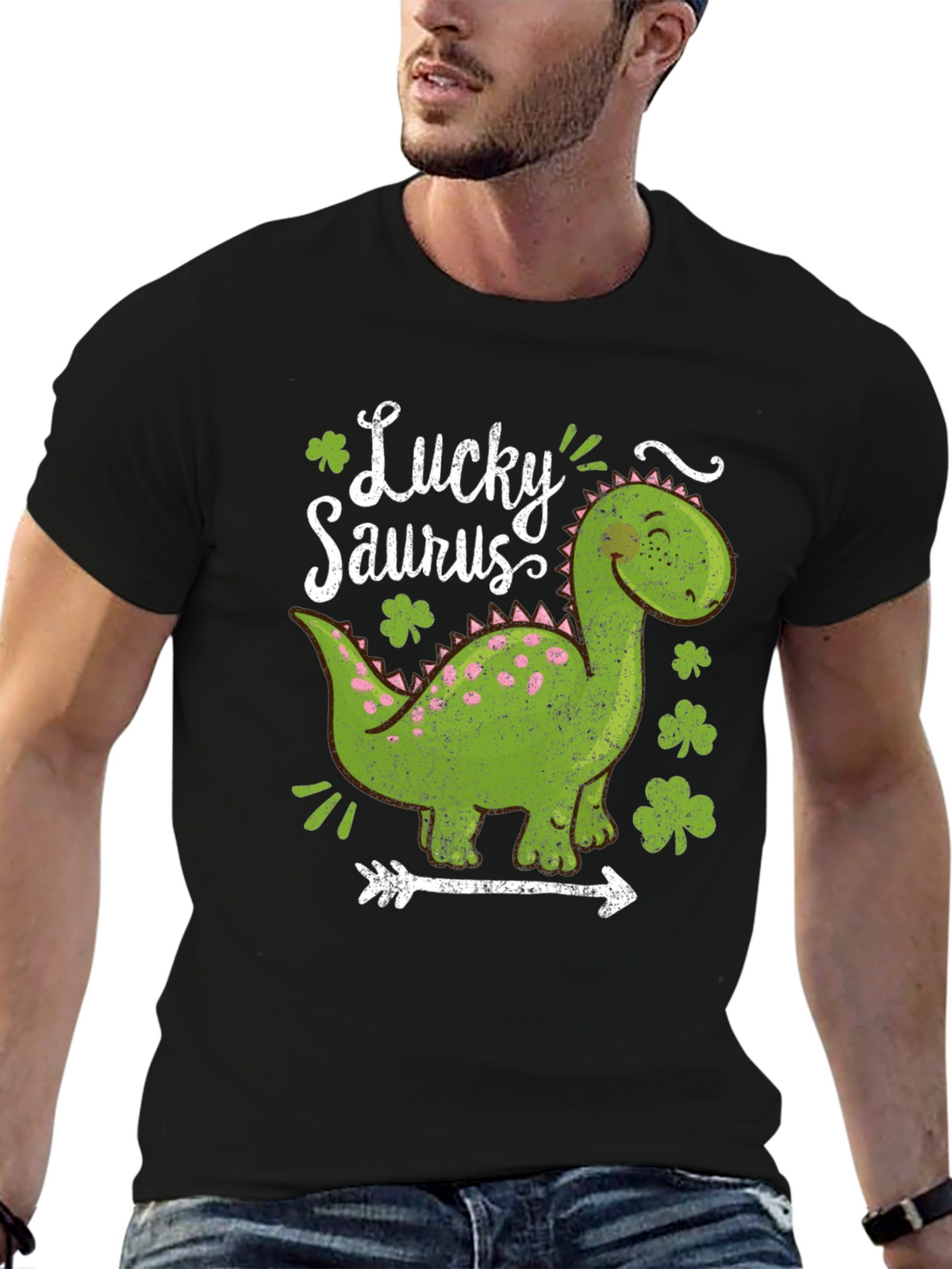 Lucky Saurus T-Shirt - St. Patricks Day Dinosaur Tee
