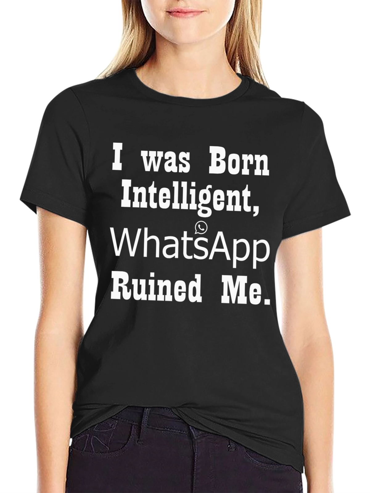 Funny WhatsApp Ruined Me Mens Black T-Shirt