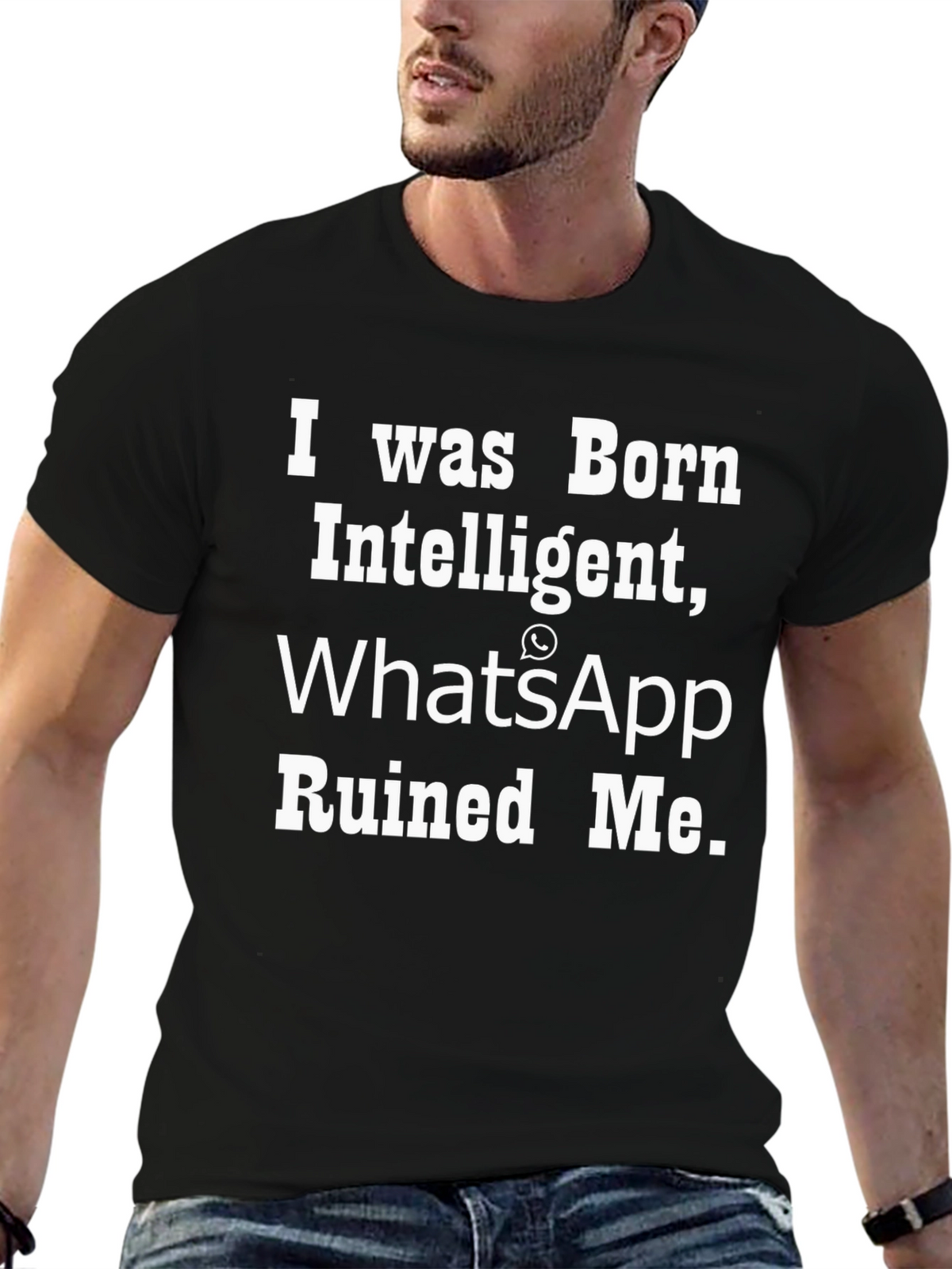 Funny WhatsApp Ruined Me Mens Black T-Shirt