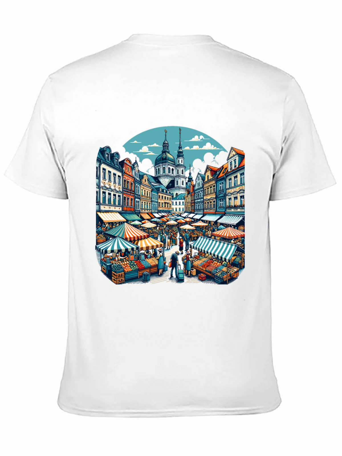 Market Scene Graphic T-Shirt
