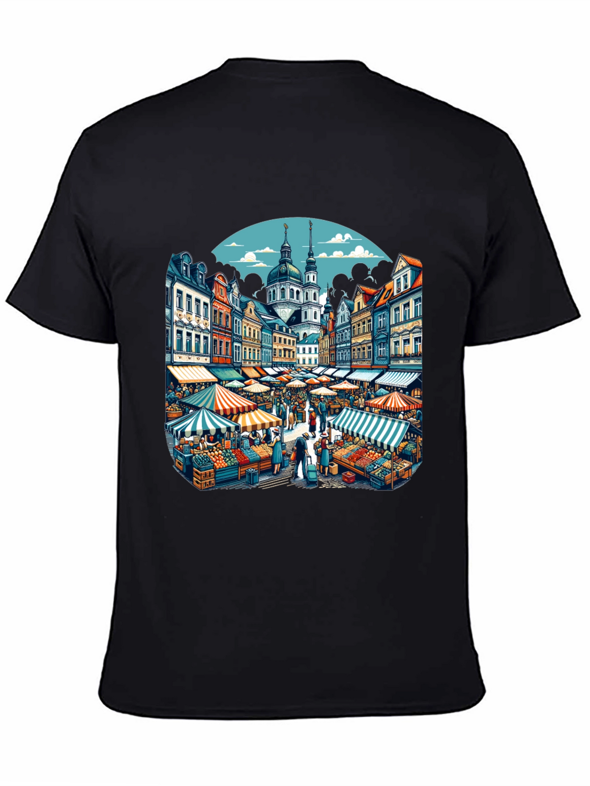 Market Scene Graphic T-Shirt