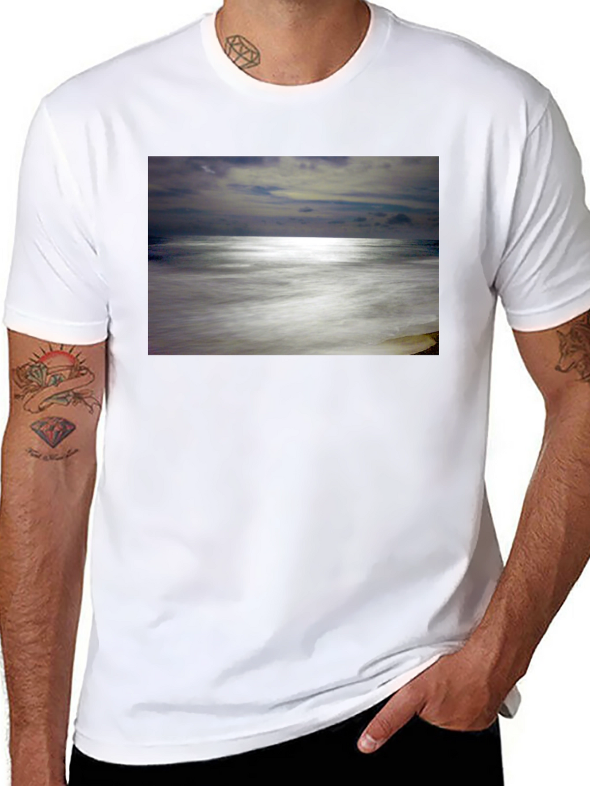 Ocean Scene Graphic Black T-Shirt
