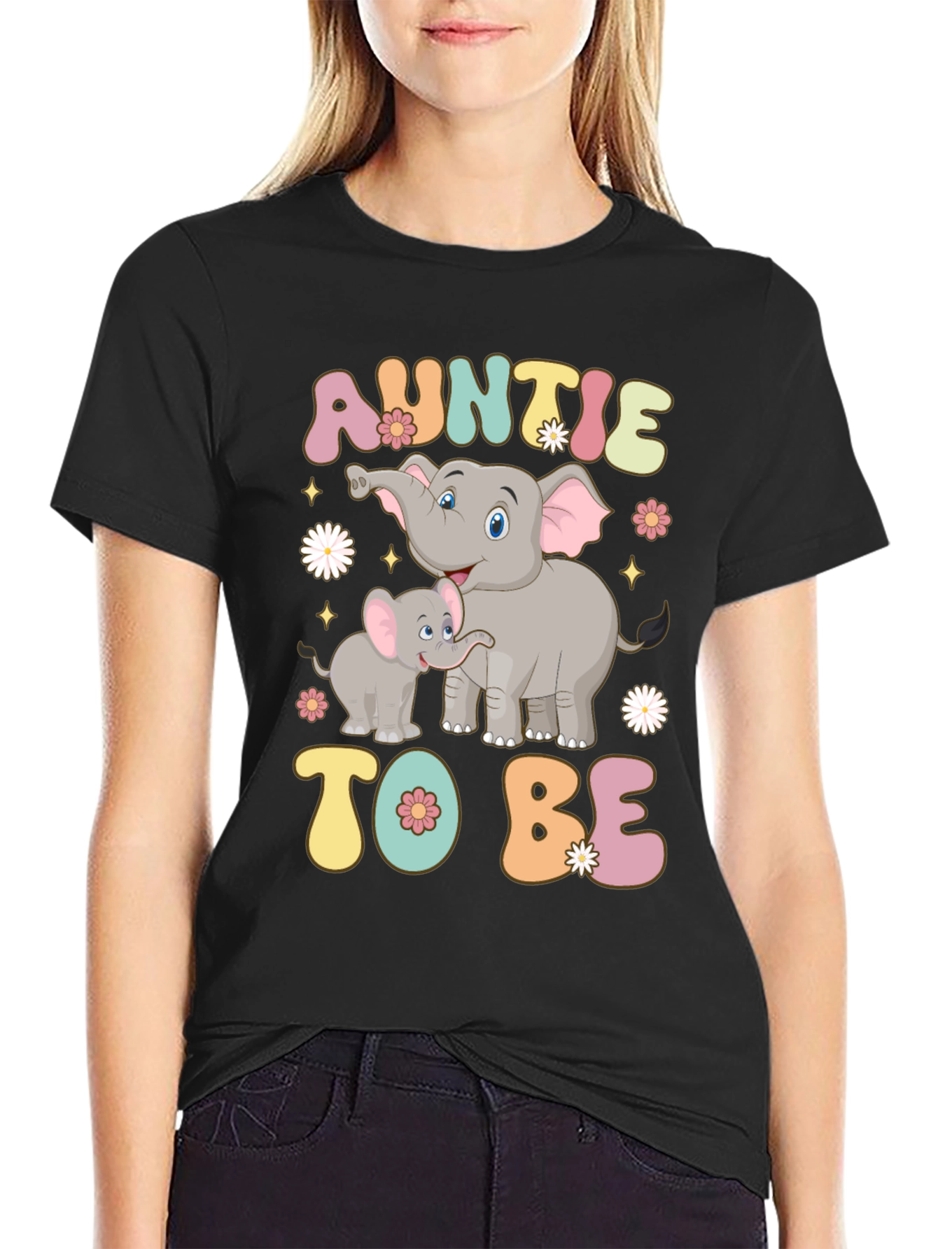 Auntie To Be Elephant Graphic T-Shirt