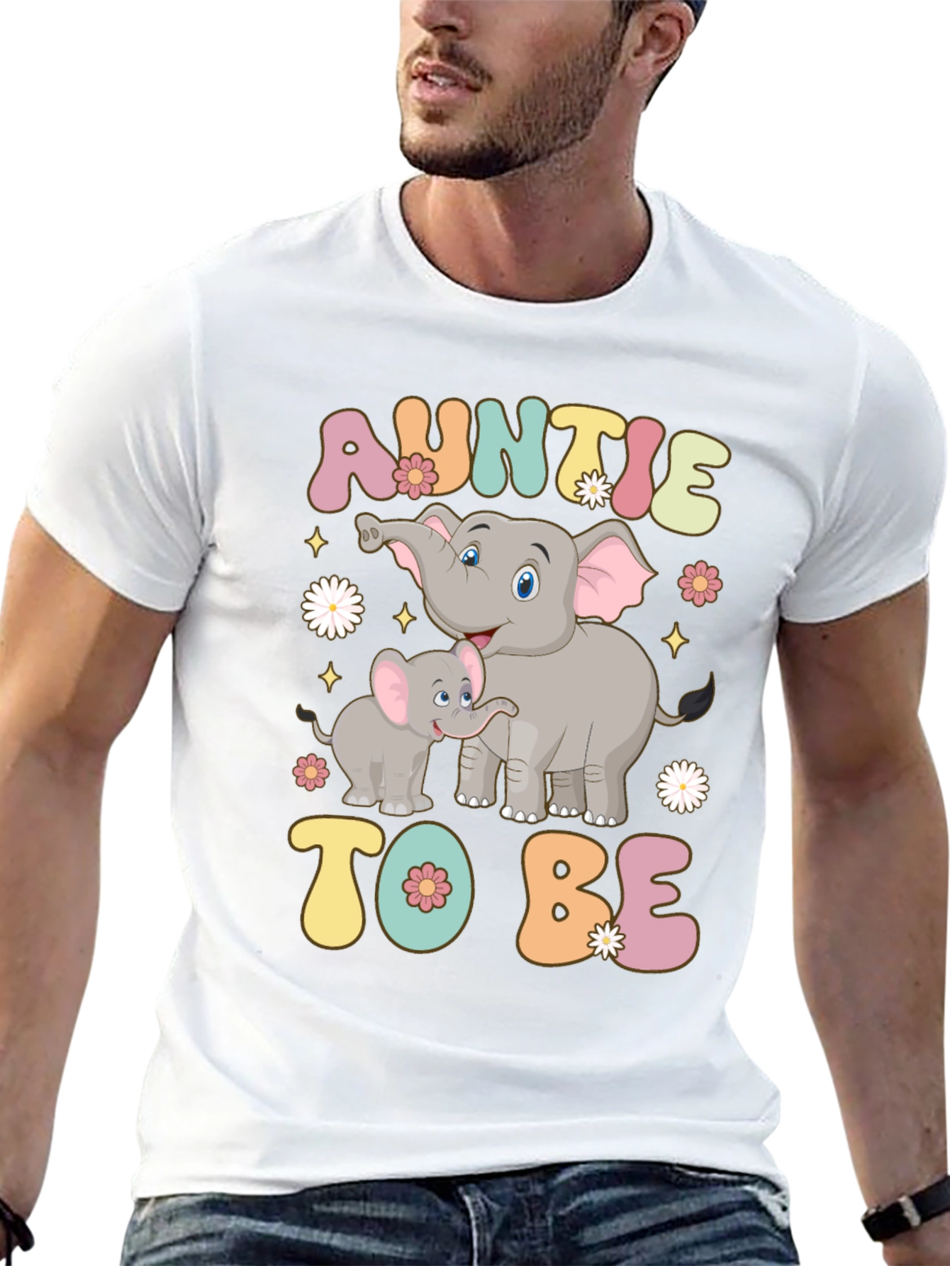 Auntie To Be Elephant Graphic T-Shirt
