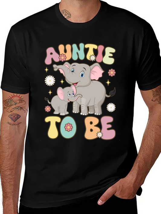 Auntie To Be Elephant Graphic T-Shirt
