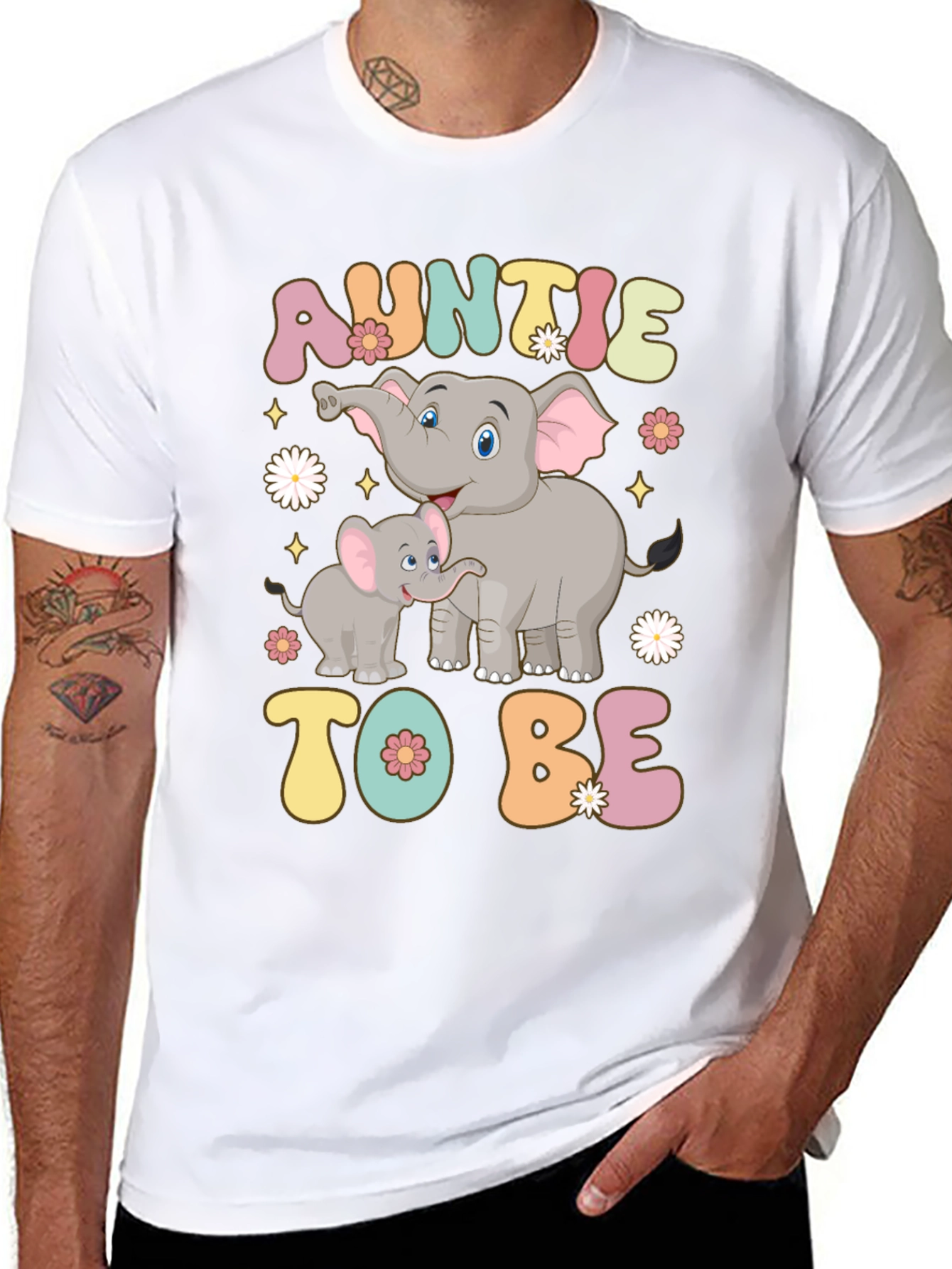Auntie To Be Elephant Graphic T-Shirt