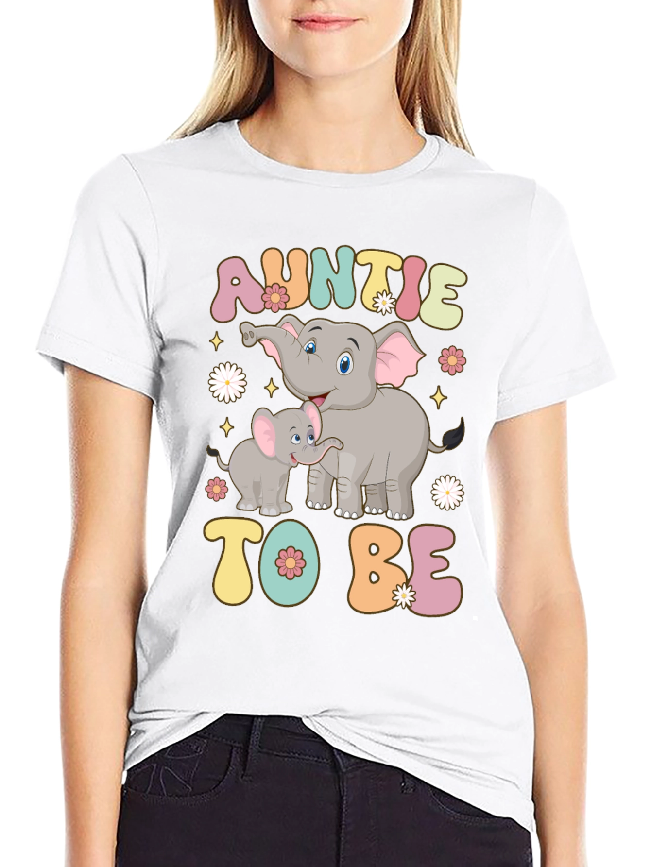 Auntie To Be Elephant Graphic T-Shirt