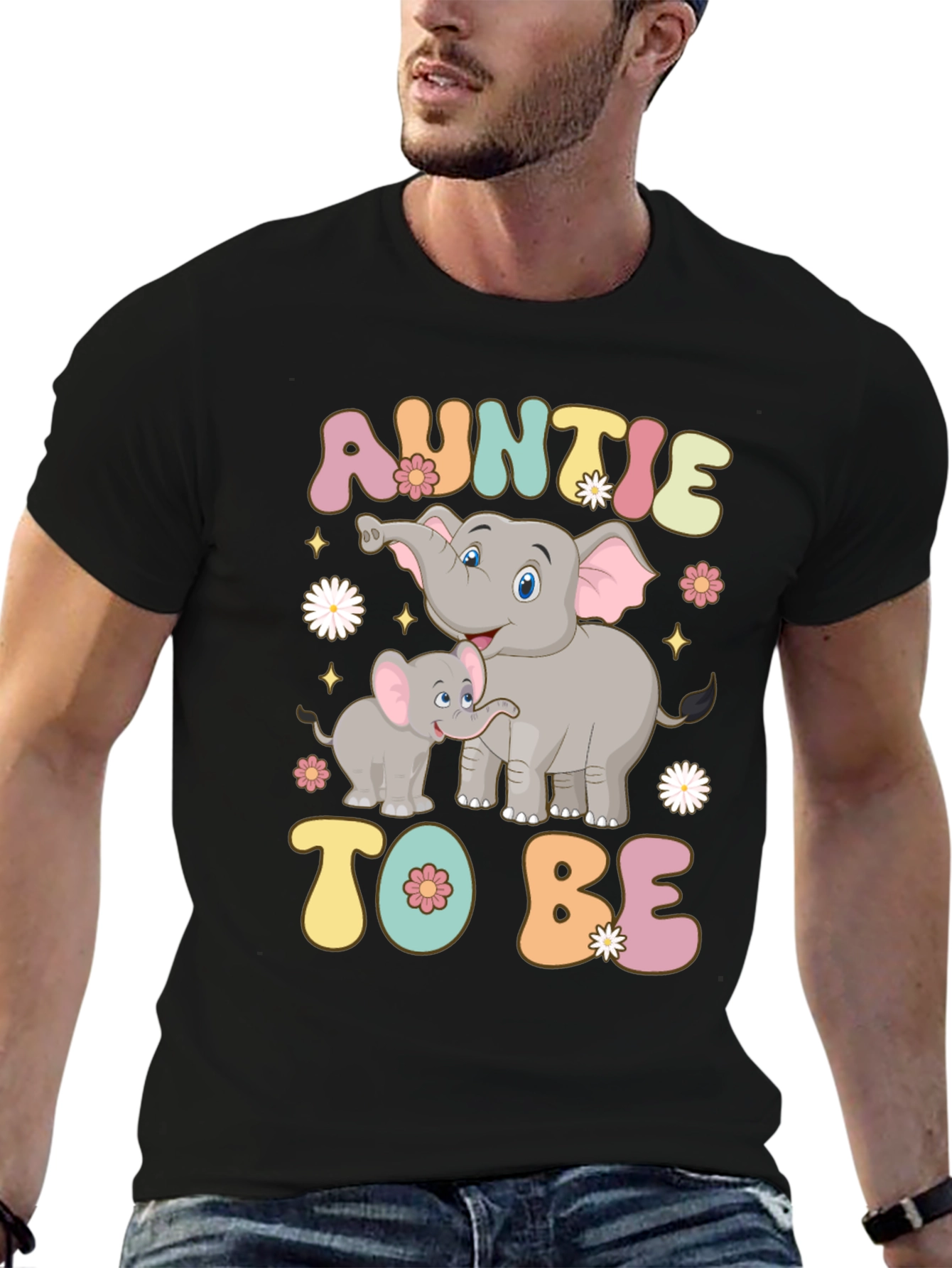 Auntie To Be Elephant Graphic T-Shirt