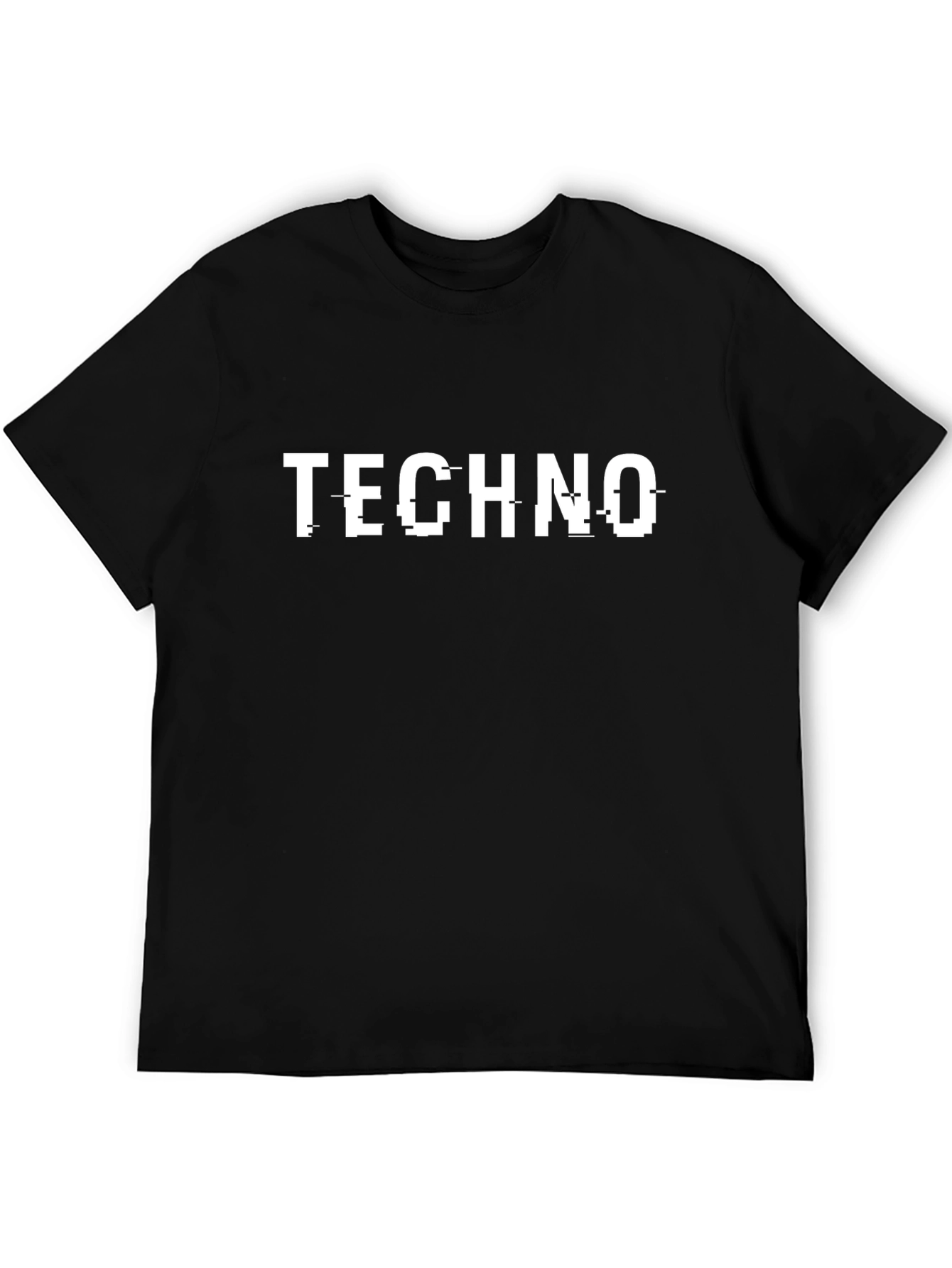Techno Glitch Graphic Black T-Shirt