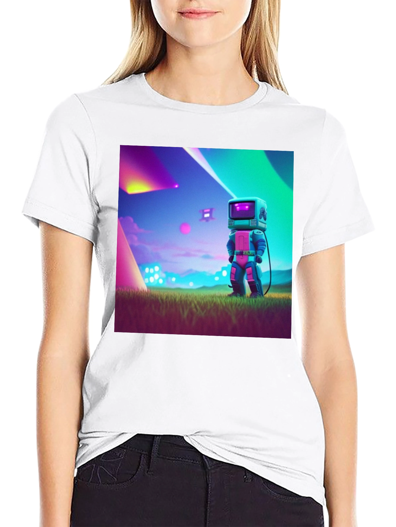 Retro Robot Graphic Tee - Sci-Fi Style