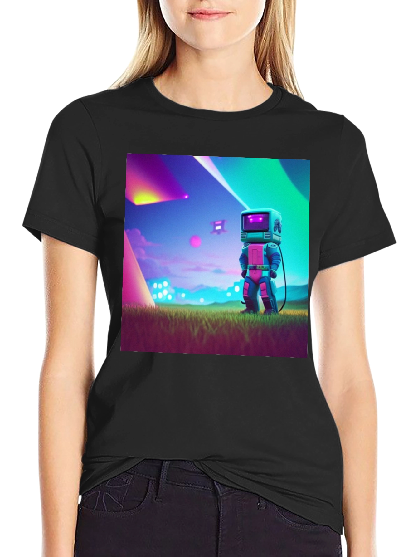Retro Robot Graphic Tee - Sci-Fi Style