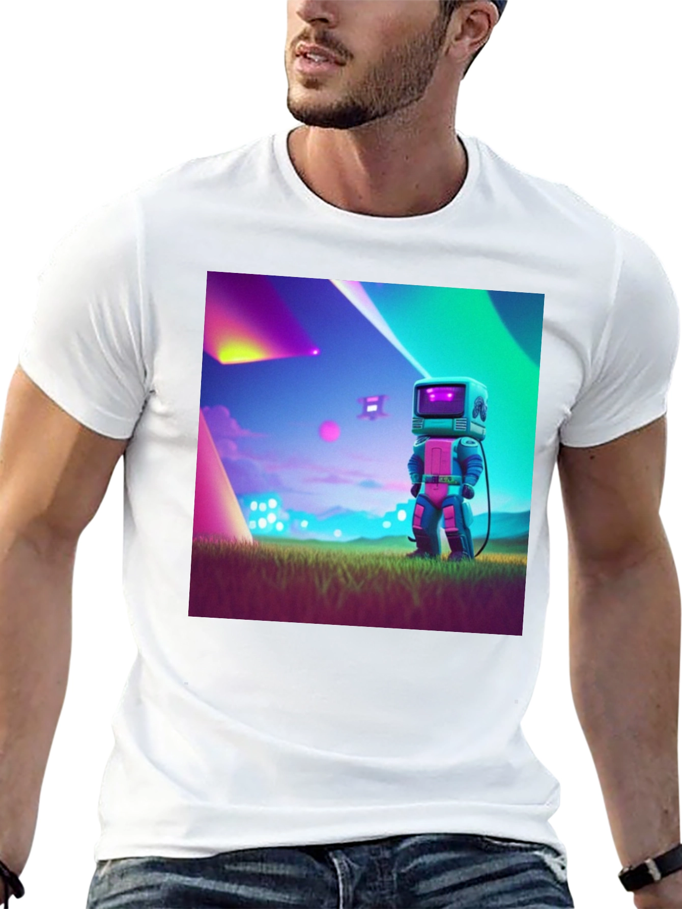 Retro Robot Graphic Tee - Sci-Fi Style