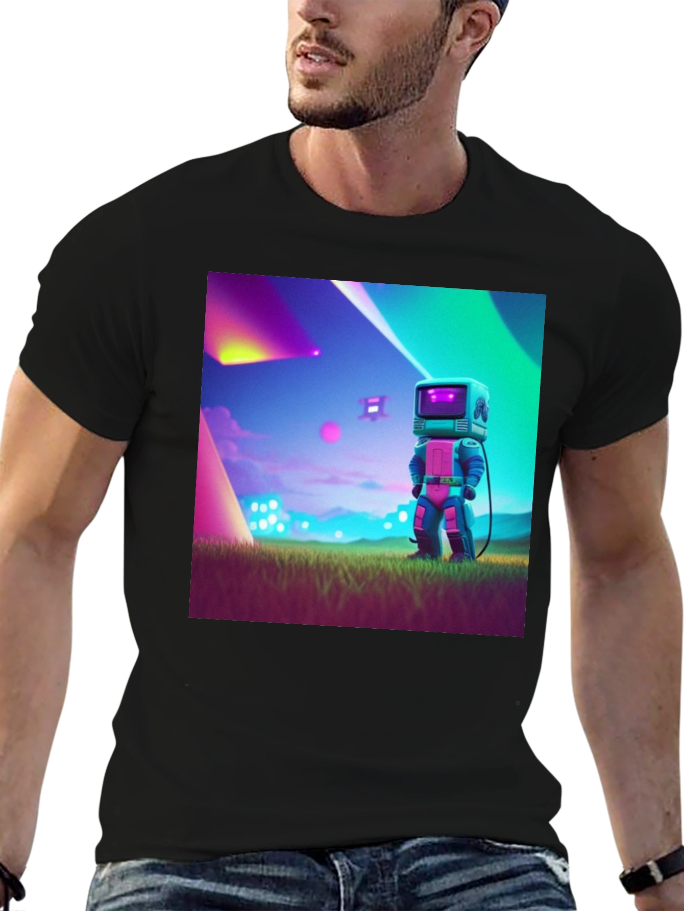 Retro Robot Graphic Tee - Sci-Fi Style