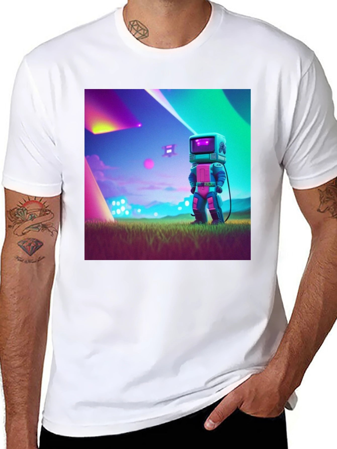Retro Robot Graphic Tee - Sci-Fi Style