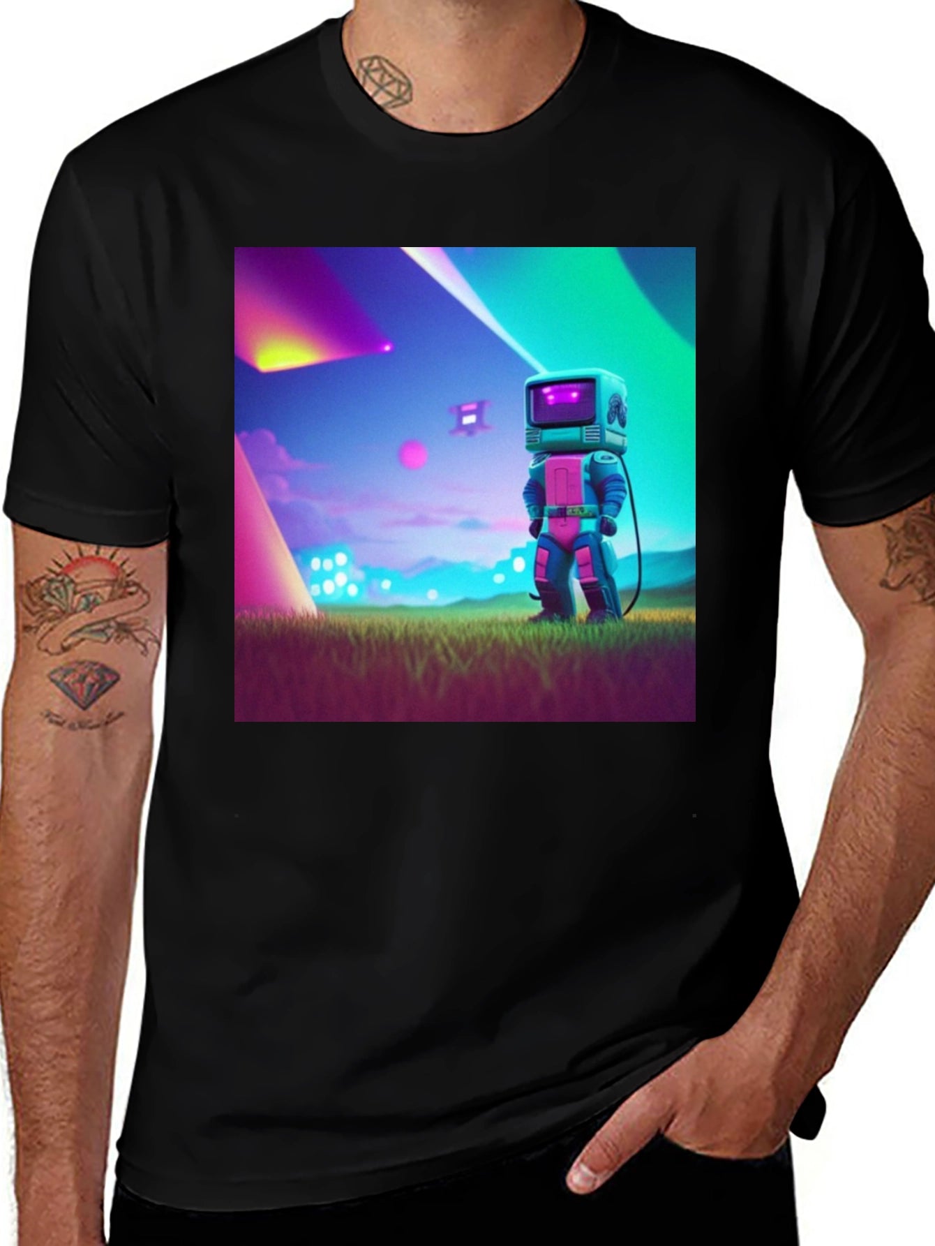 Retro Robot Graphic Tee - Sci-Fi Style