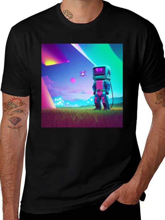 Retro Robot Graphic Tee - Sci-Fi Style