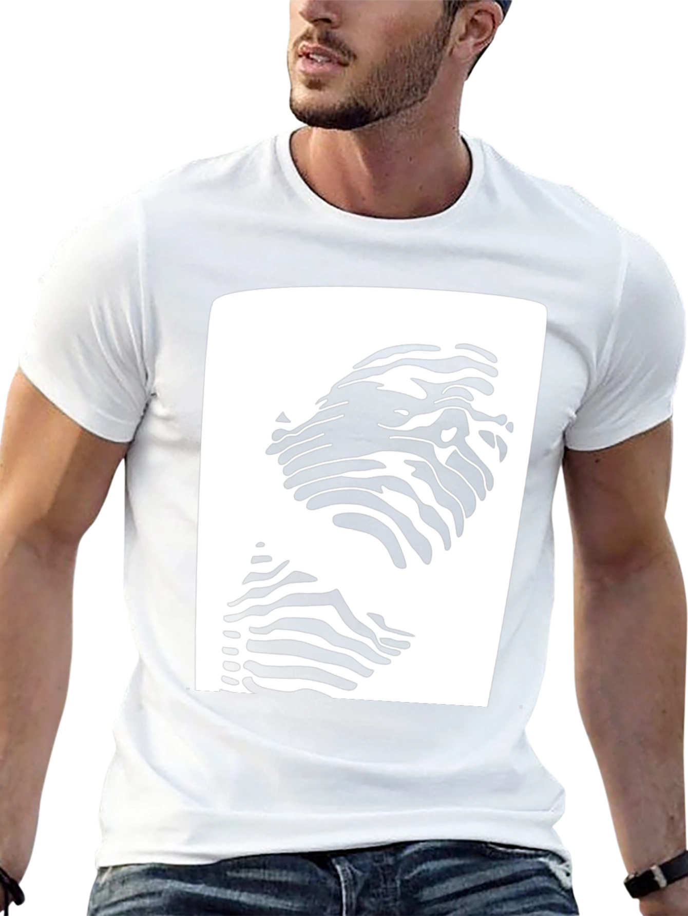 Abstract Zebra Print Tee - Black Cotton Blend
