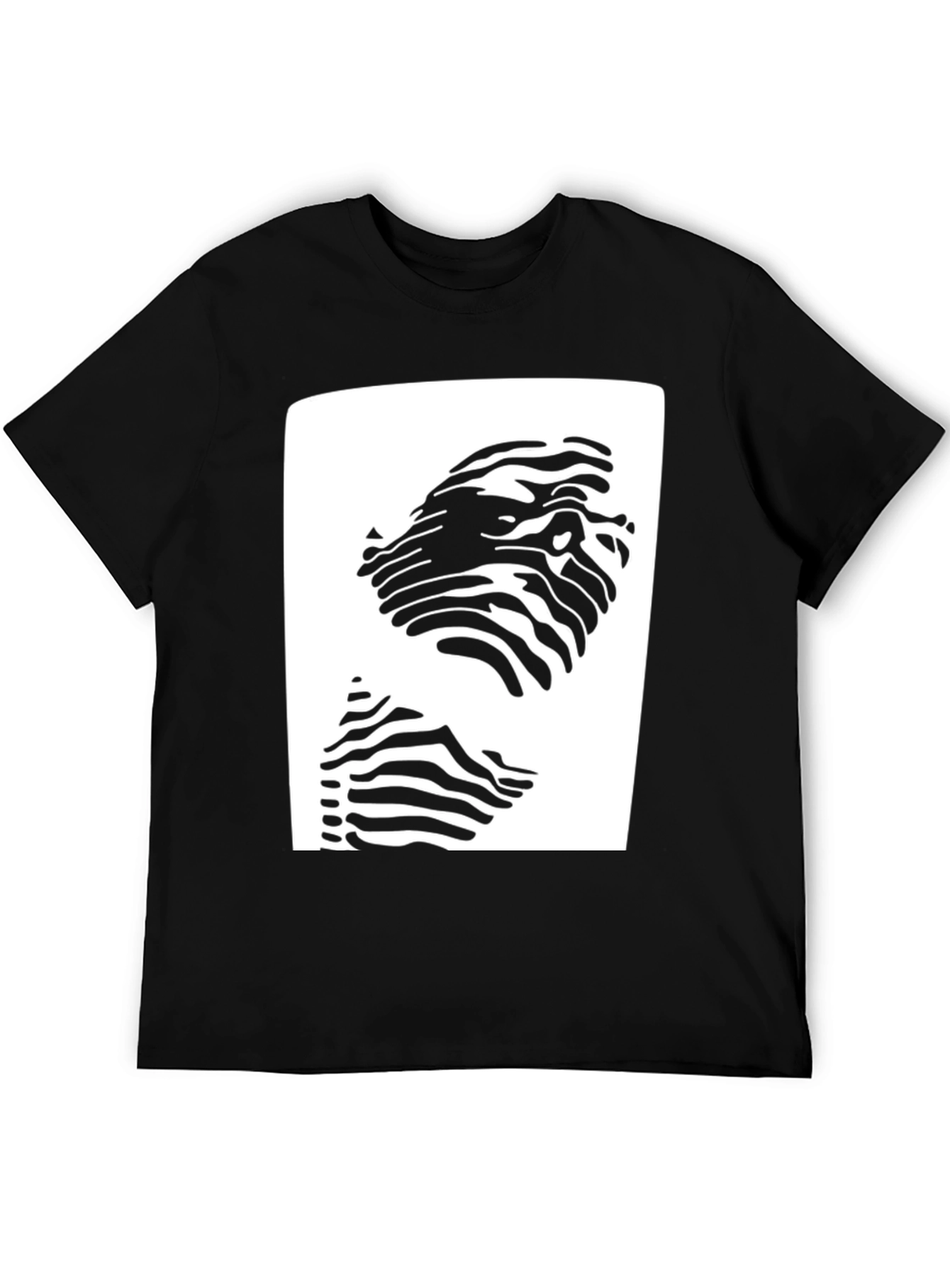 Abstract Zebra Print Tee - Black Cotton Blend