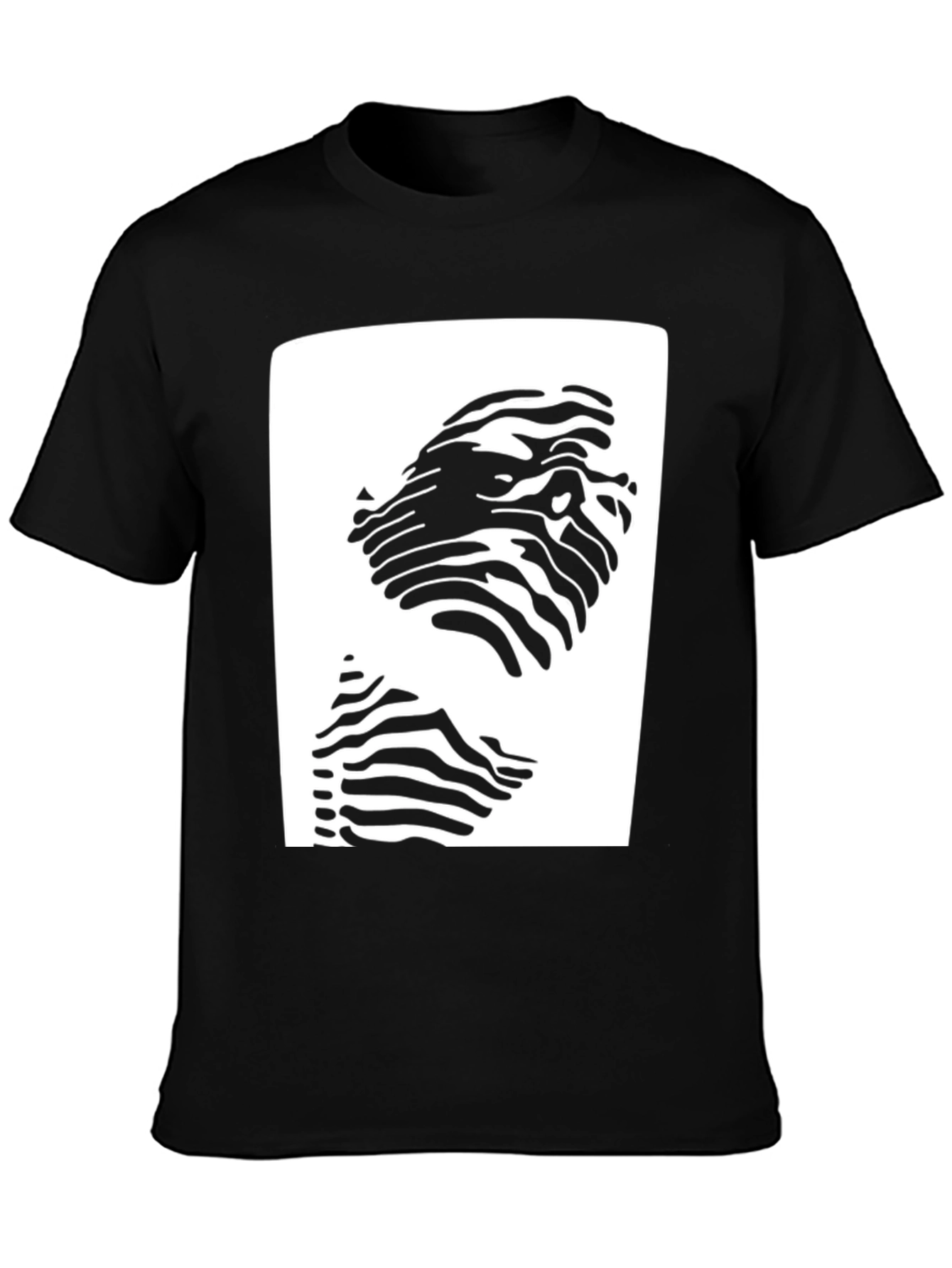 Abstract Zebra Print Tee - Black Cotton Blend