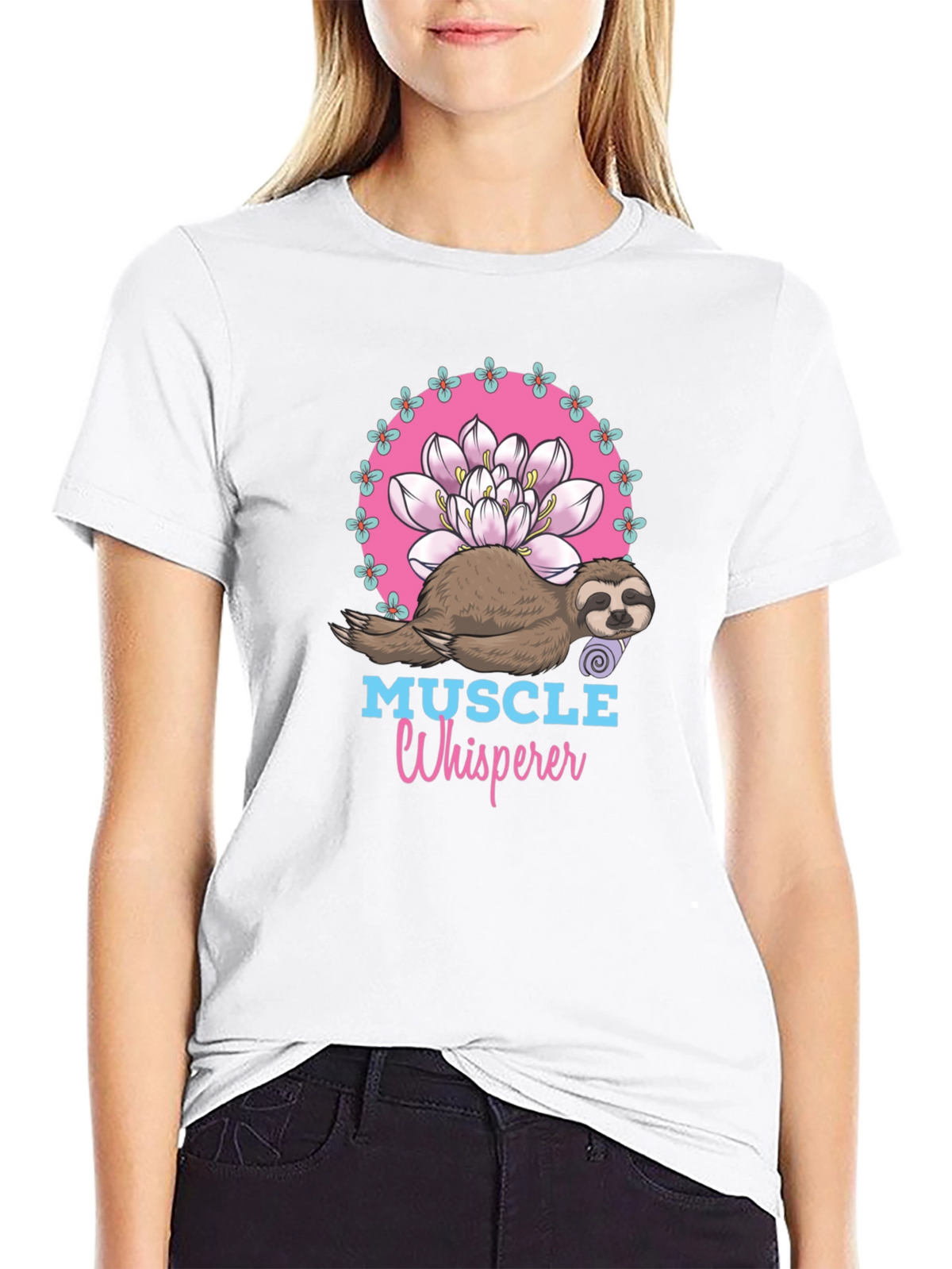 Muscle Whisperer Sloth Yoga Lotus T-Shirt