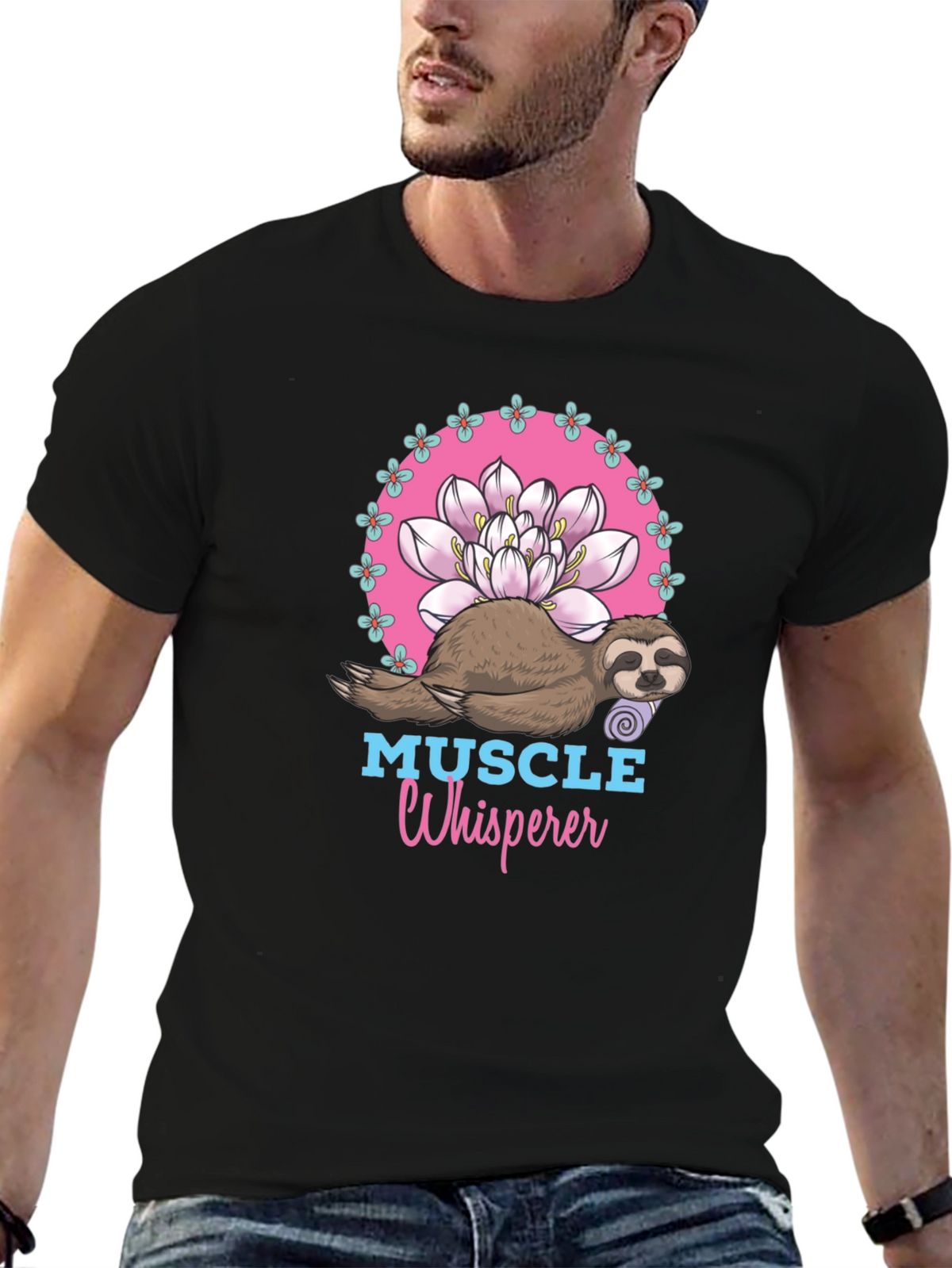 Muscle Whisperer Sloth Yoga Lotus T-Shirt