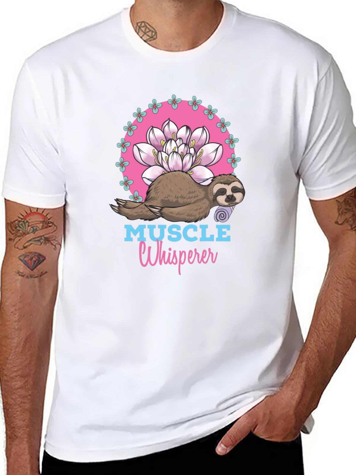 Muscle Whisperer Sloth Yoga Lotus T-Shirt
