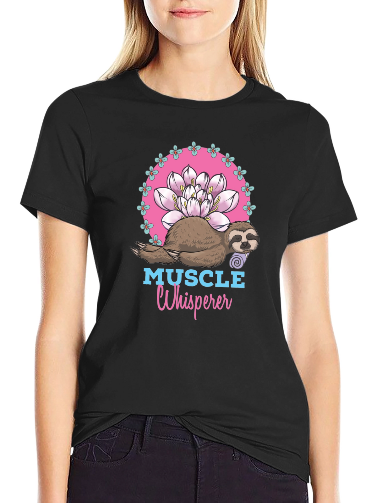 Muscle Whisperer Sloth Yoga Lotus T-Shirt