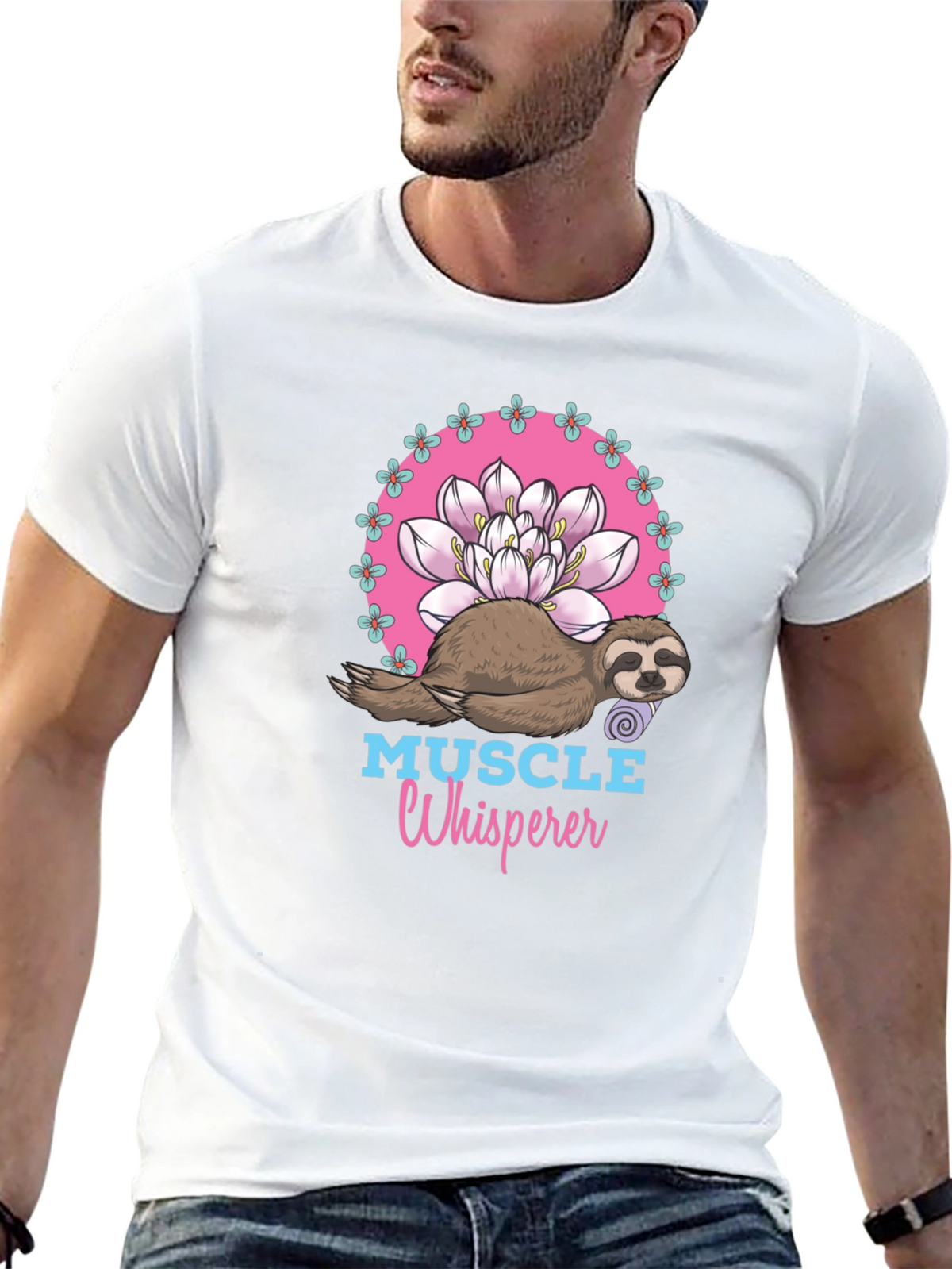 Muscle Whisperer Sloth Yoga Lotus T-Shirt