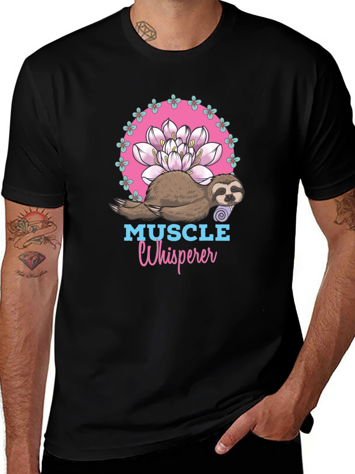Muscle Whisperer Sloth Yoga Lotus T-Shirt