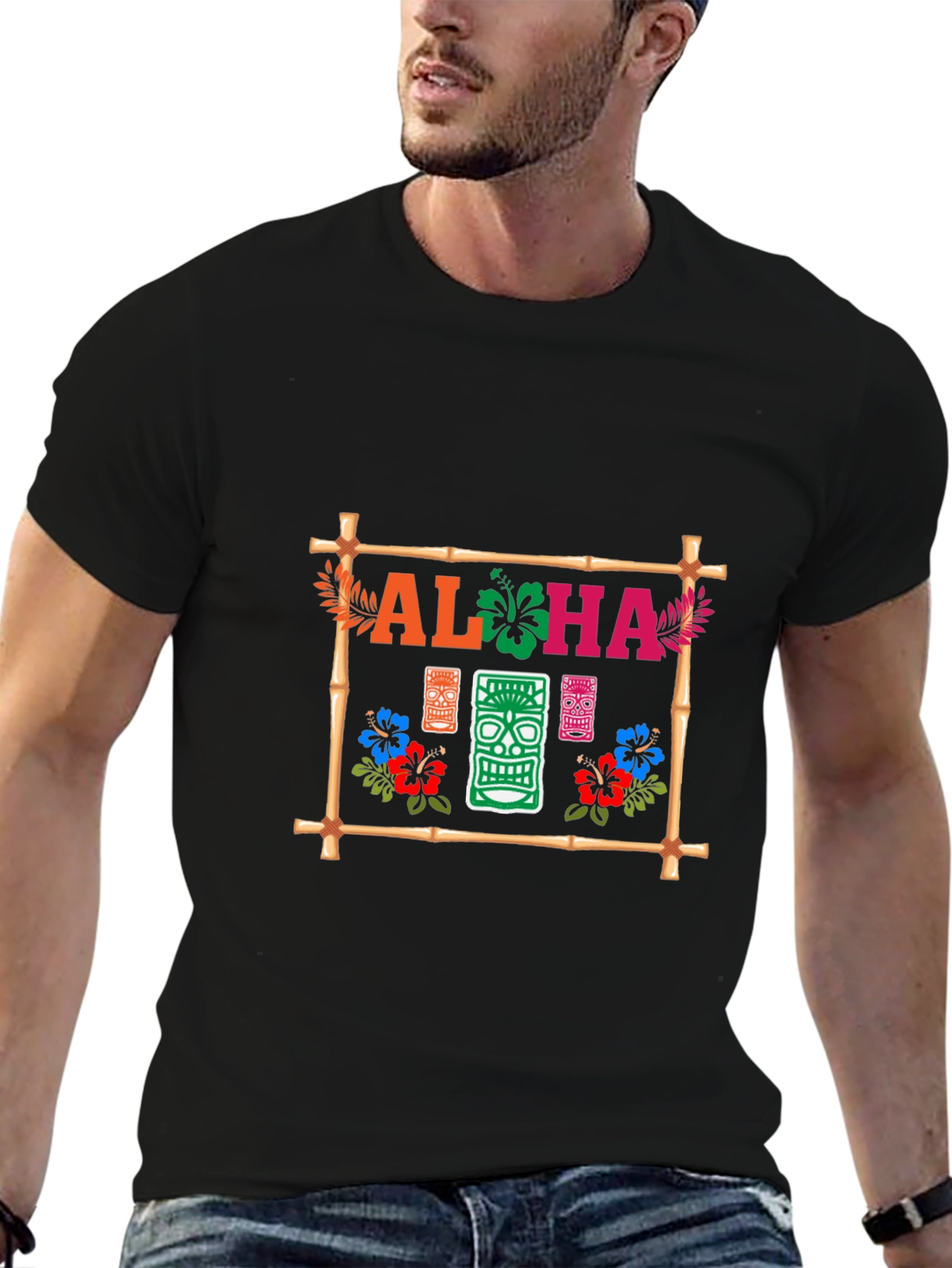 Aloha Tiki Graphic T-Shirt - Tropical Island Style
