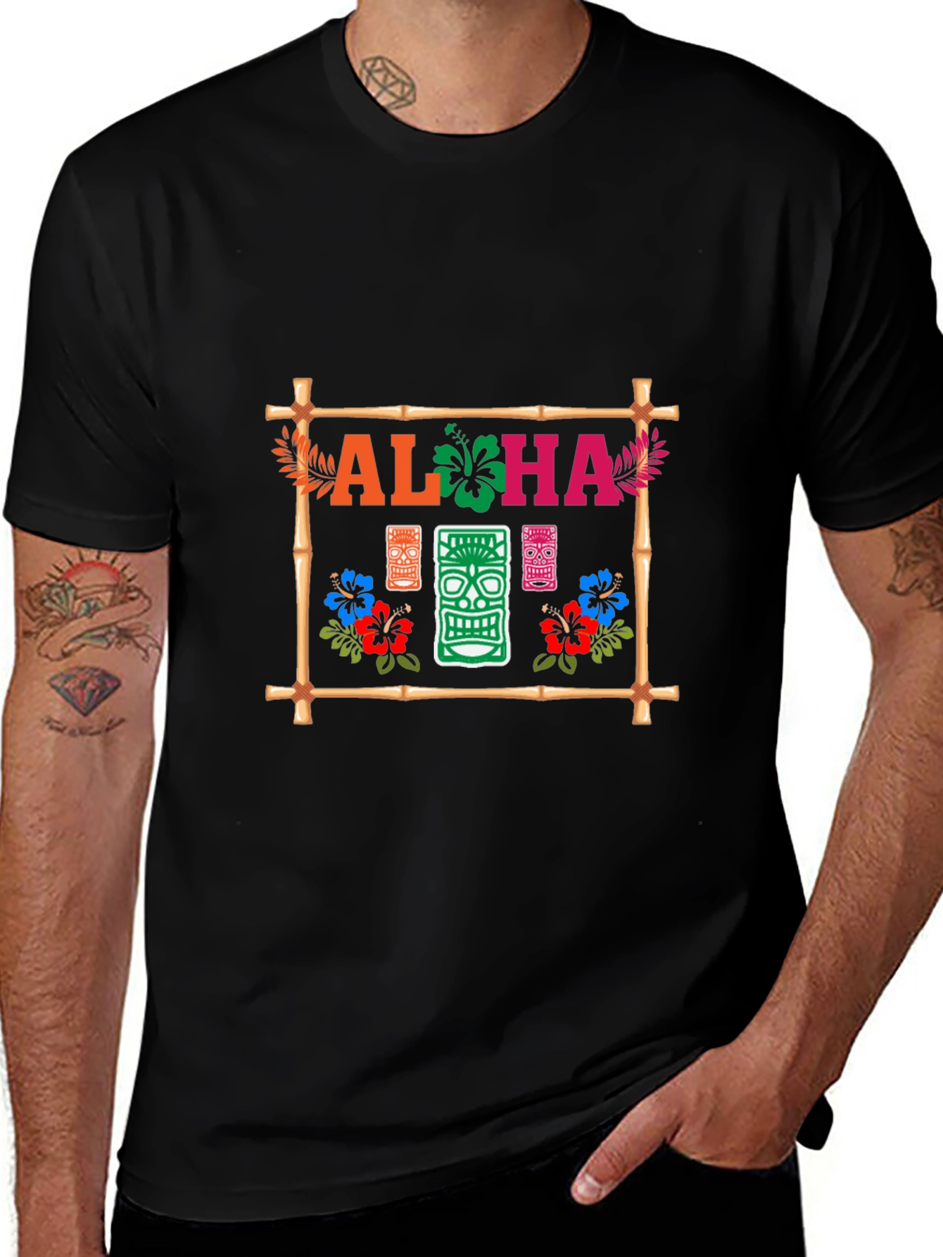 Aloha Tiki Graphic T-Shirt - Tropical Island Style