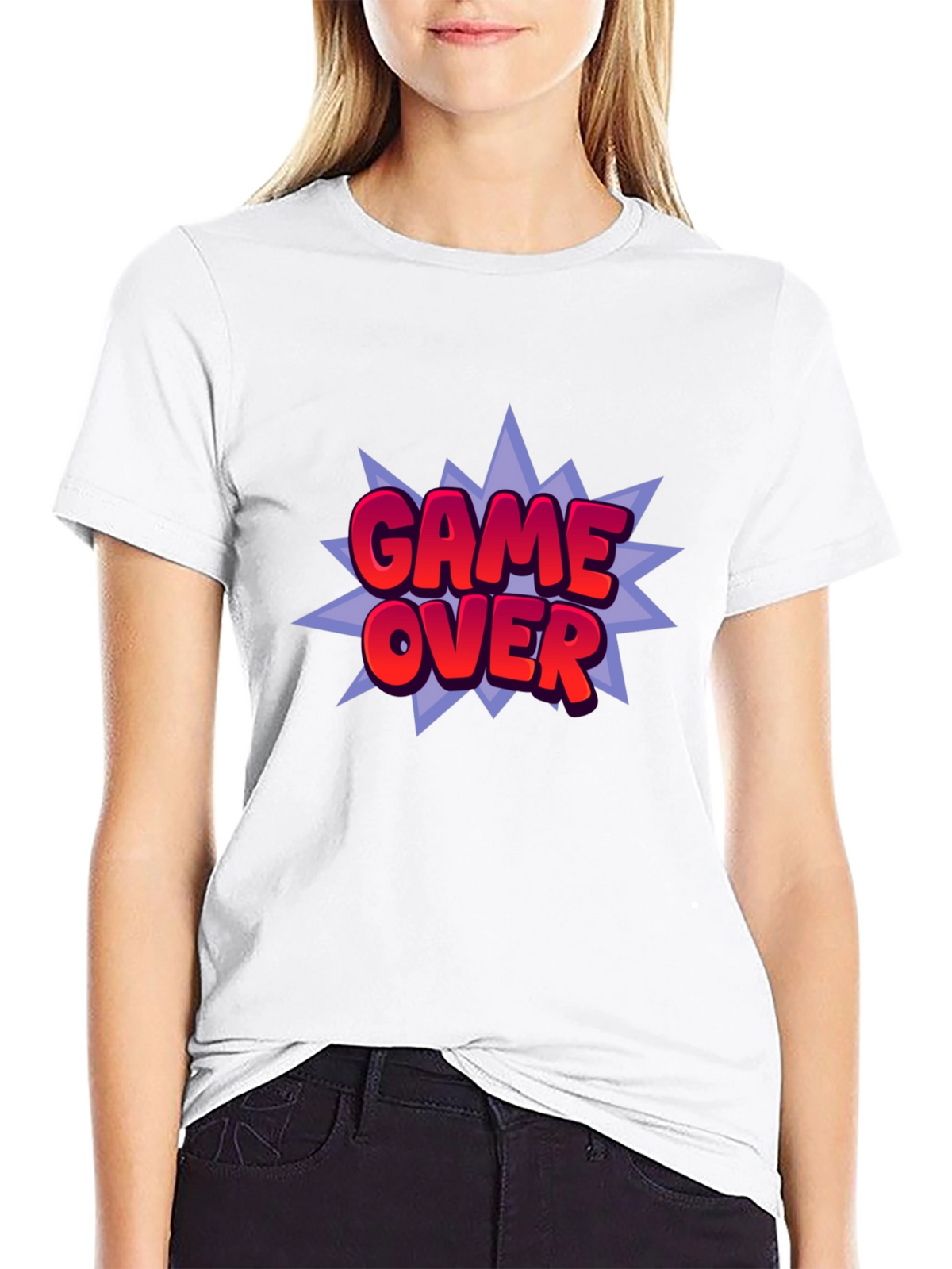 Game Over Graphic Print Black T-Shirt