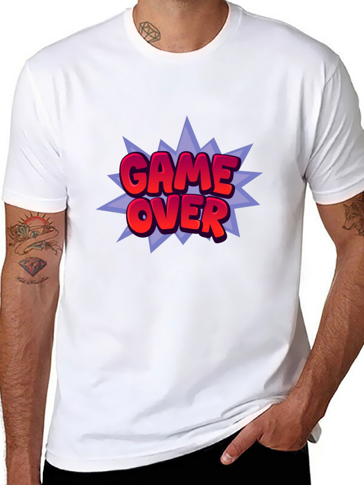 Game Over Graphic Print Black T-Shirt