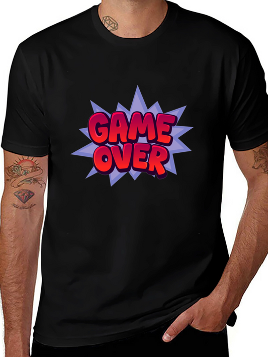 Game Over Graphic Print Black T-Shirt
