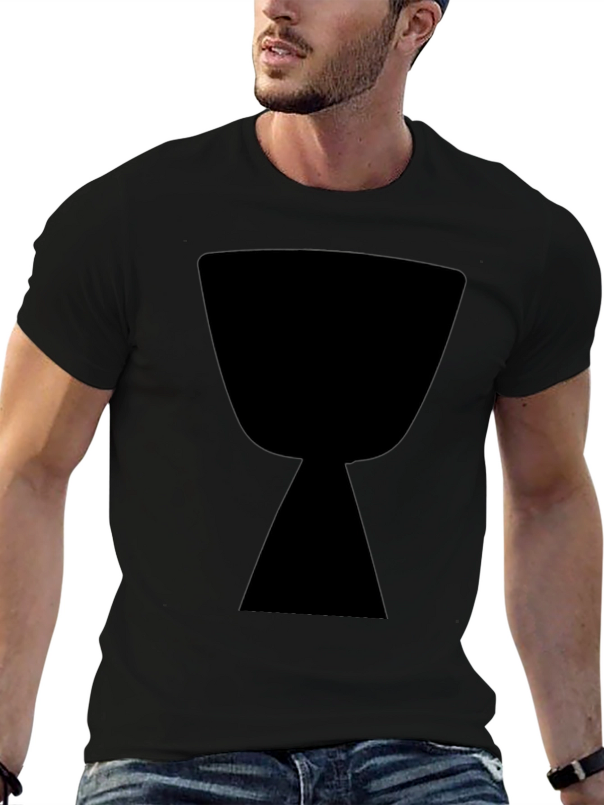 Black T-Shirt with Hourglass Graphic