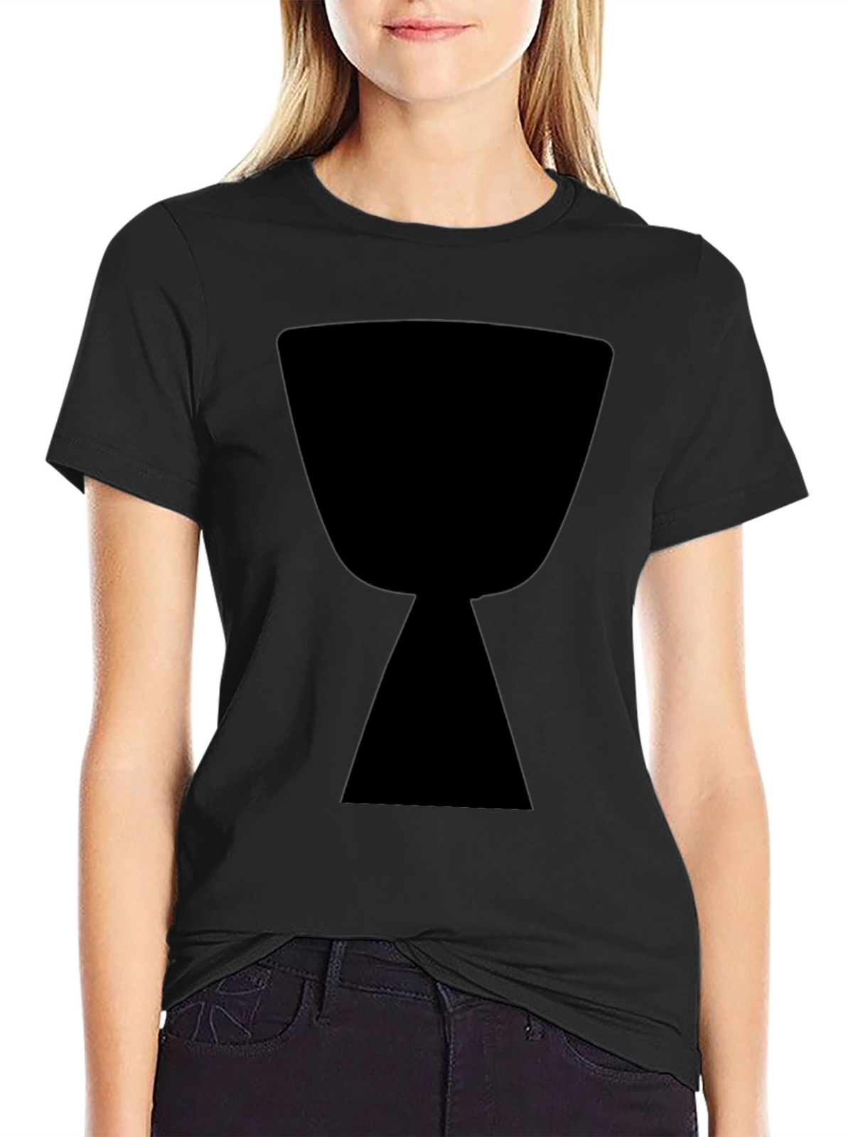 Black T-Shirt with Hourglass Graphic