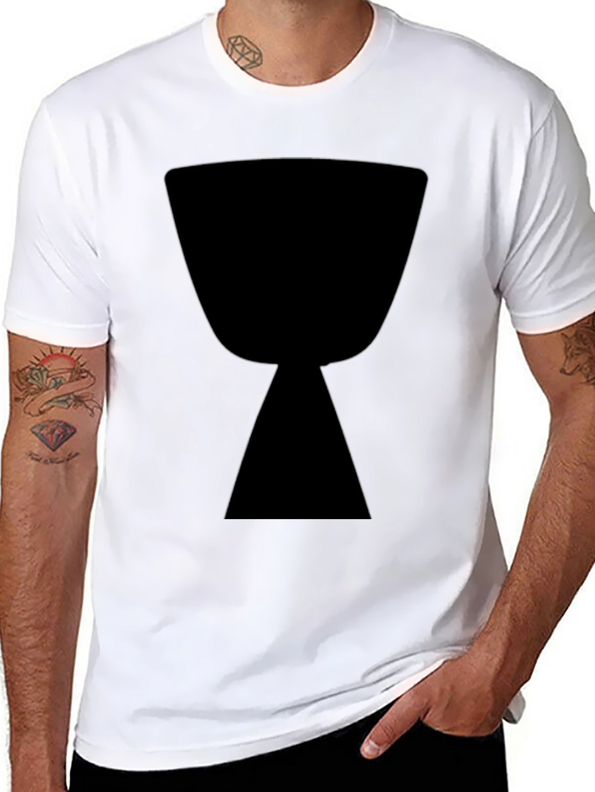 Black T-Shirt with Hourglass Graphic