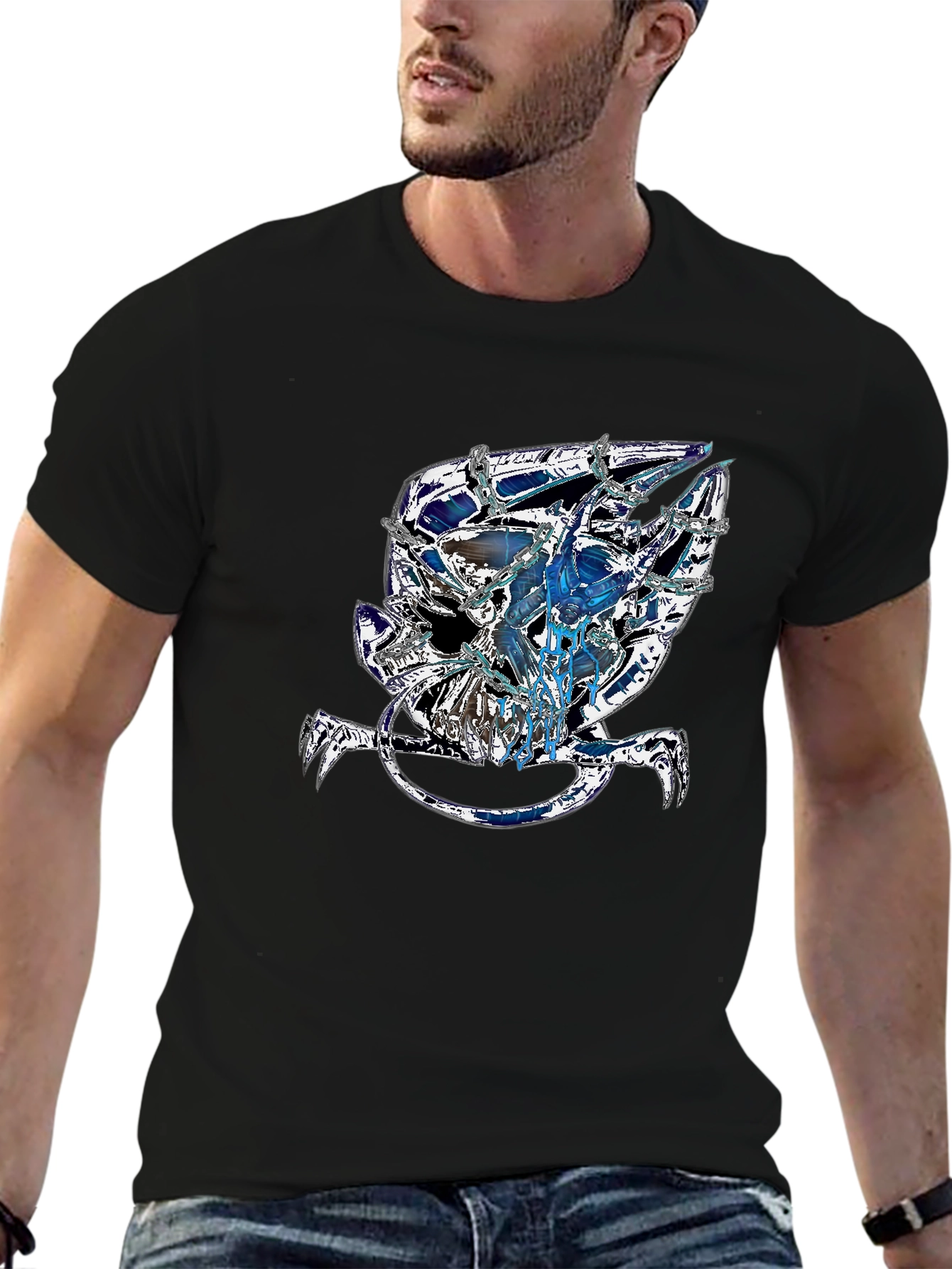 Edgy Skull Graphic Tee - Mens Black T-Shirt
