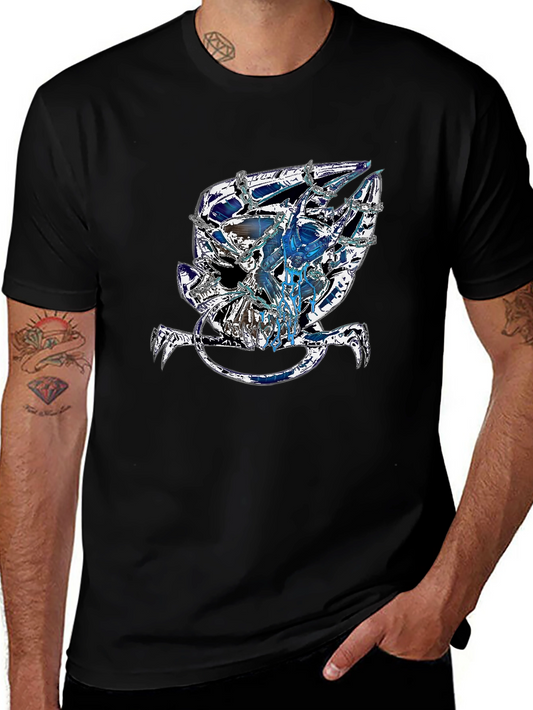Edgy Skull Graphic Tee - Mens Black T-Shirt