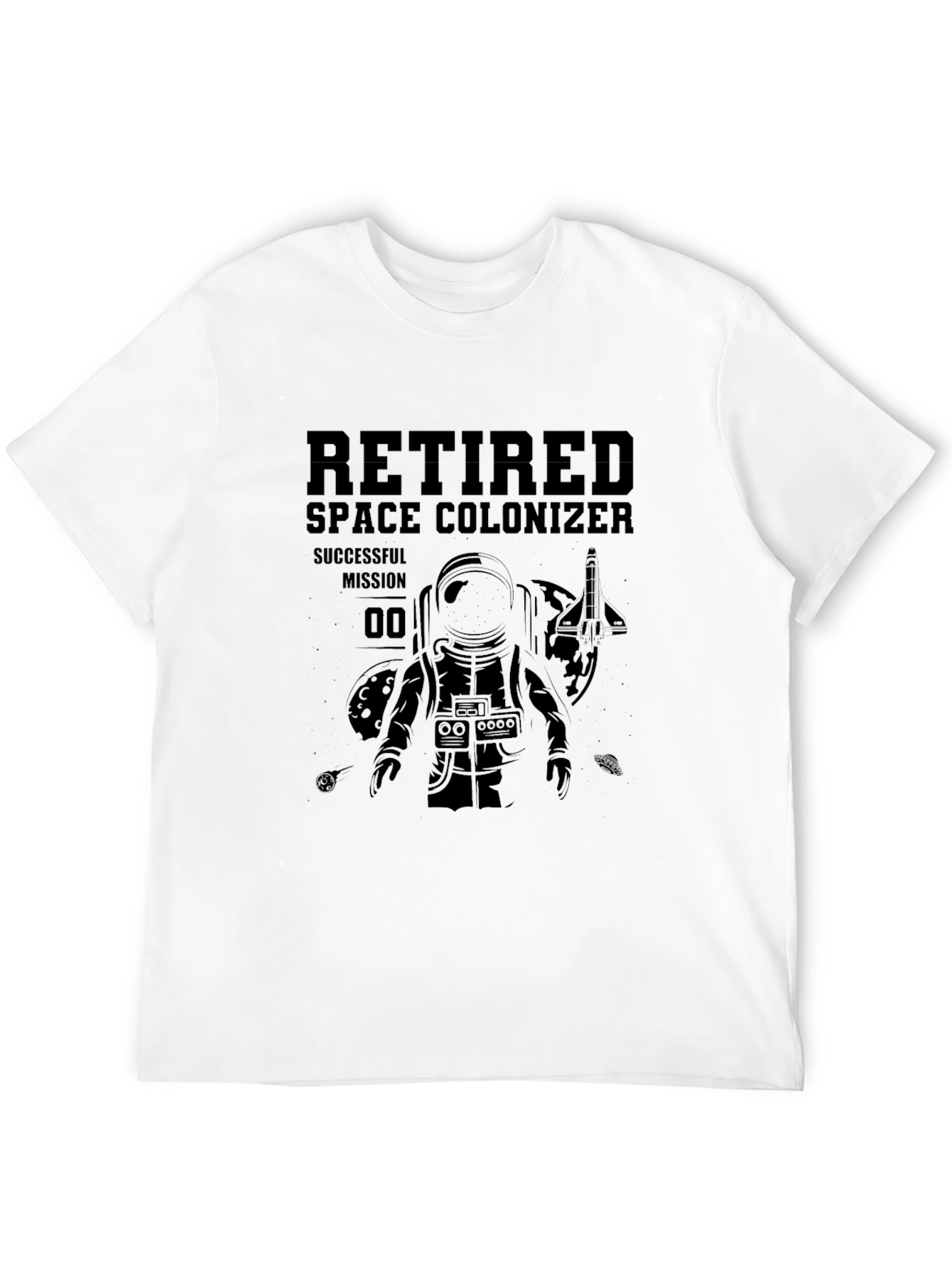 Retired Space Colonizer Black T-Shirt - Astronaut Graphic Tee