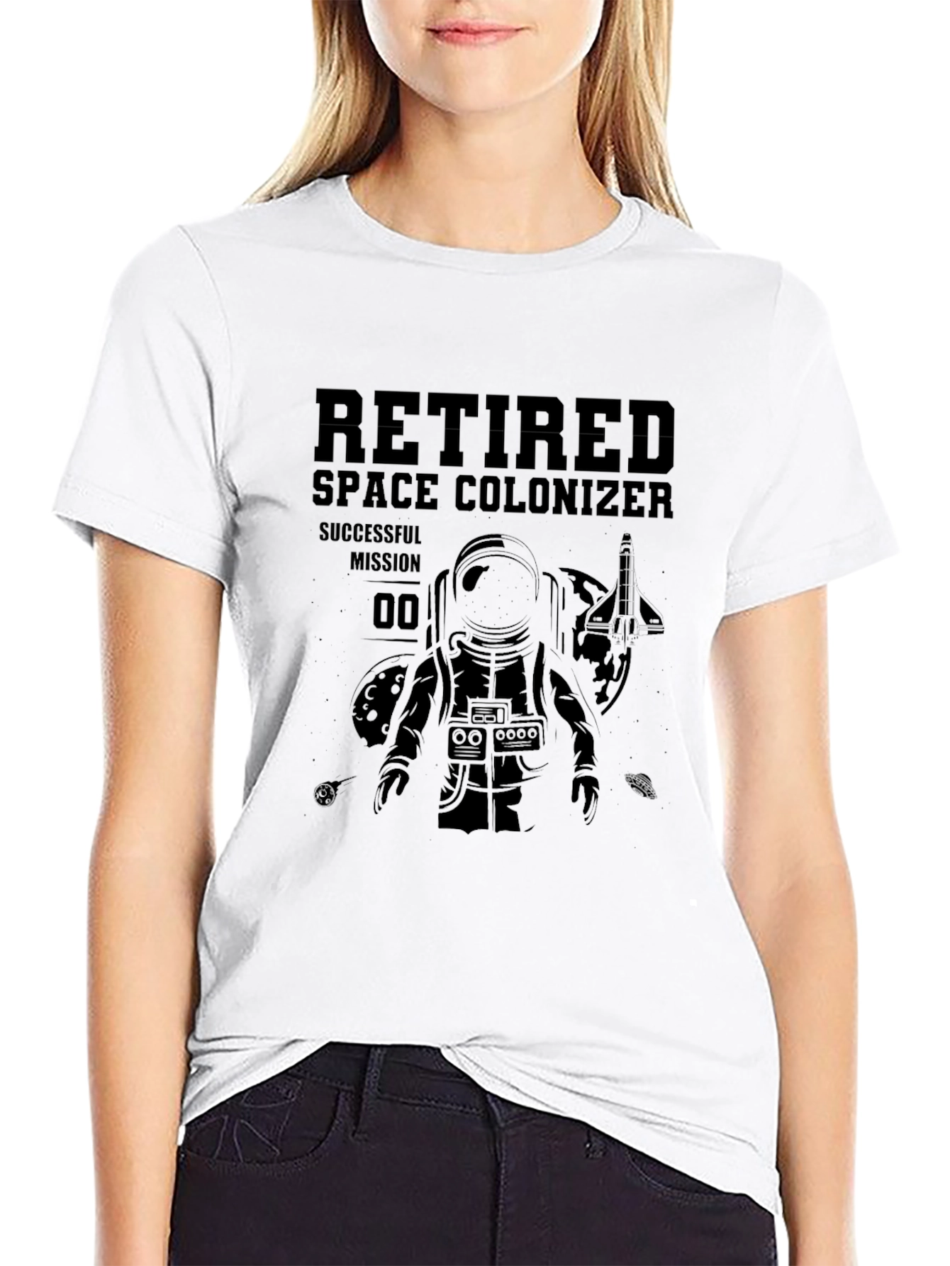 Retired Space Colonizer Black T-Shirt - Astronaut Graphic Tee