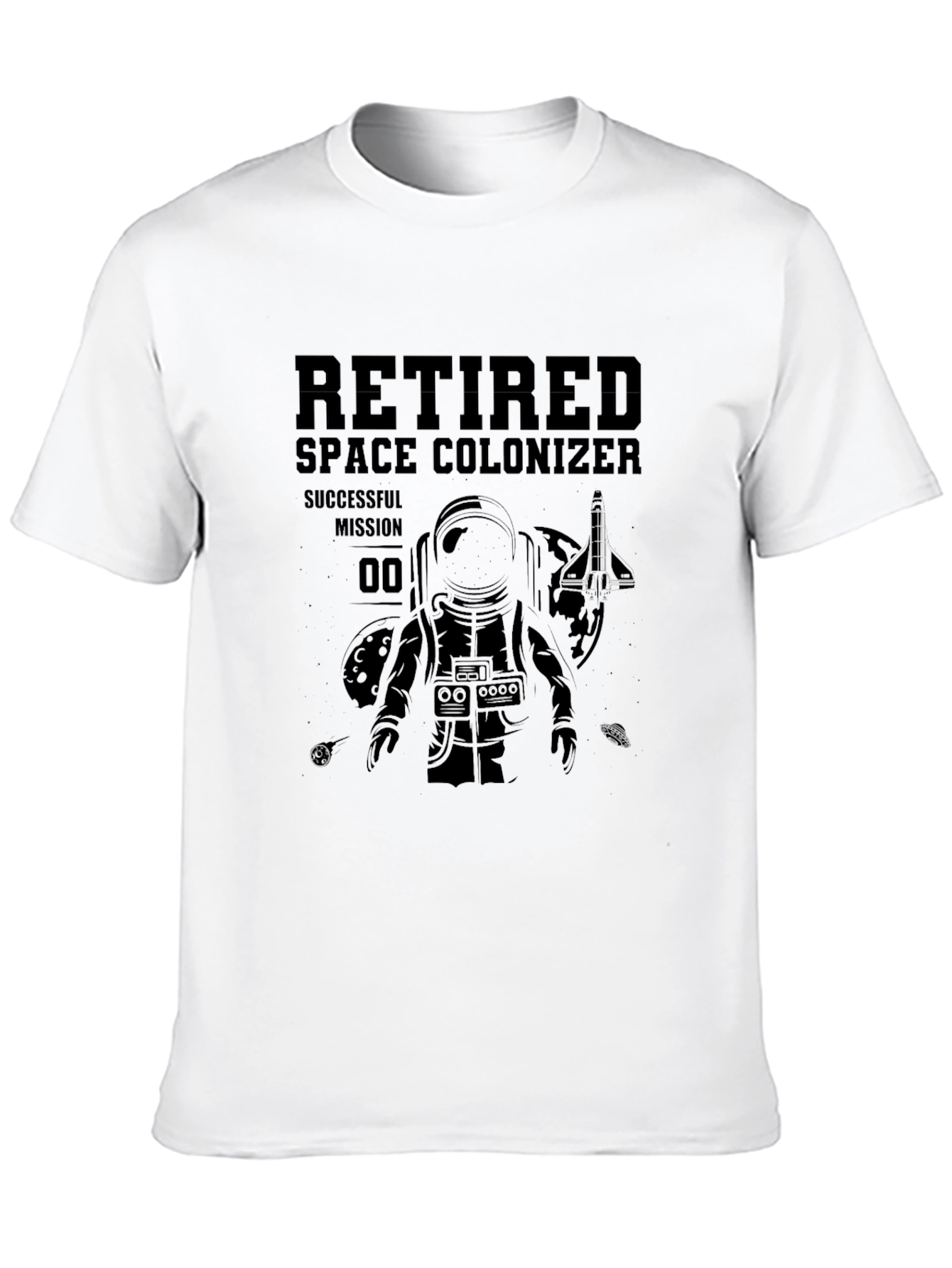 Retired Space Colonizer Black T-Shirt - Astronaut Graphic Tee