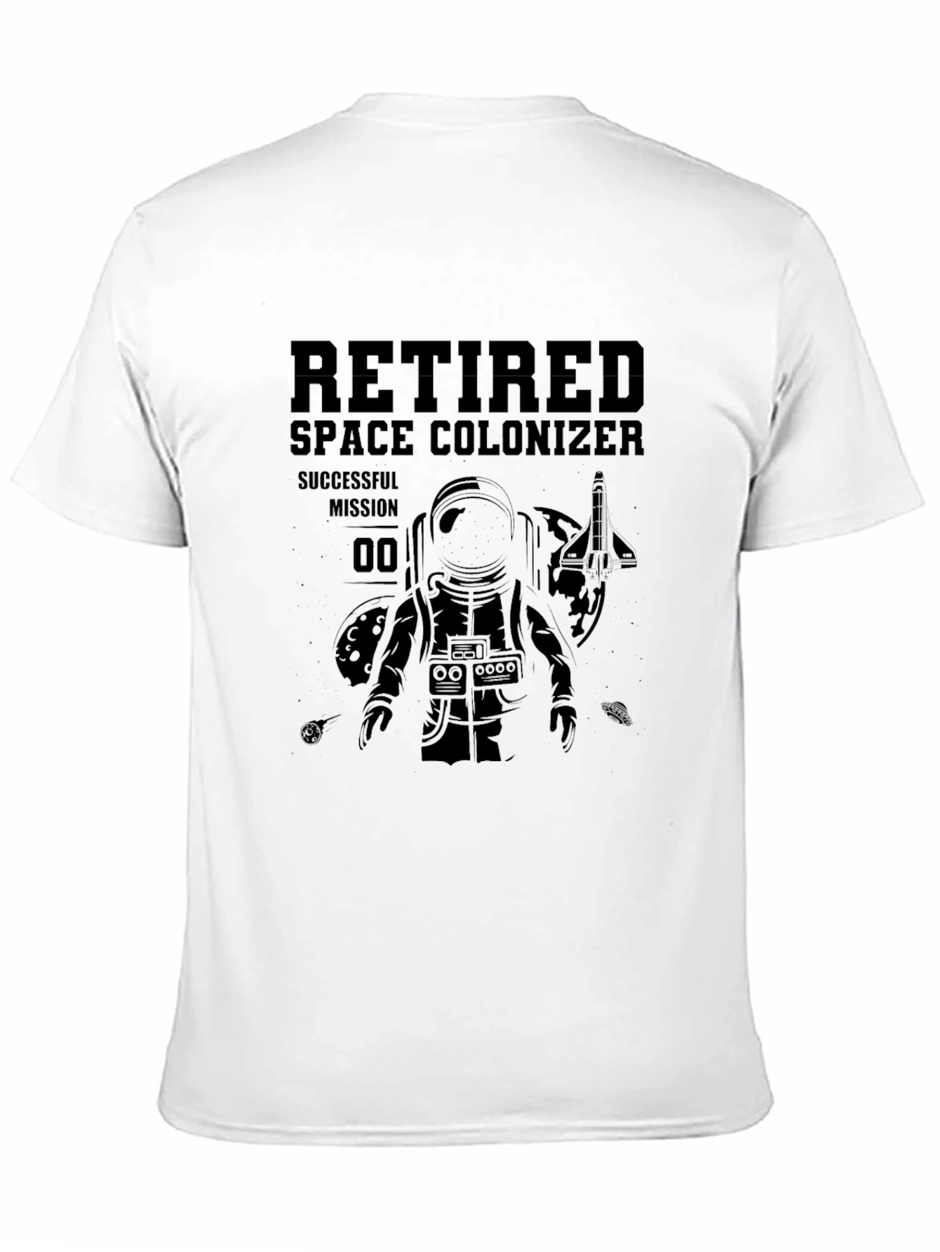 Retired Space Colonizer Black T-Shirt - Astronaut Graphic Tee