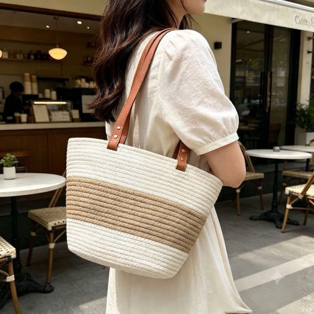 Versatile Shoulder Straw Bag: Large Capacity, Ideal for Beach Trips