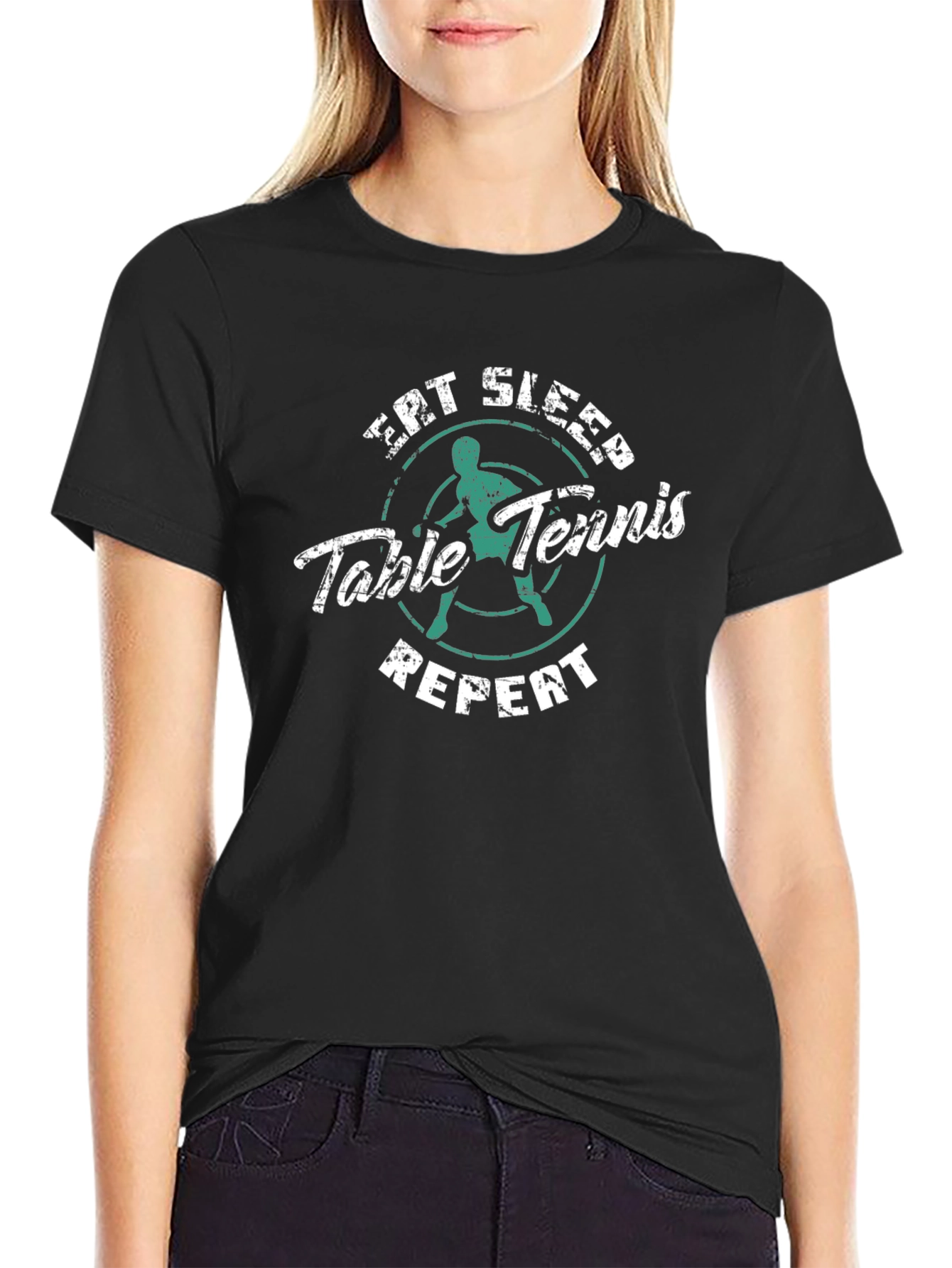 Eat Sleep Table Tennis Repeat Graphic Tee